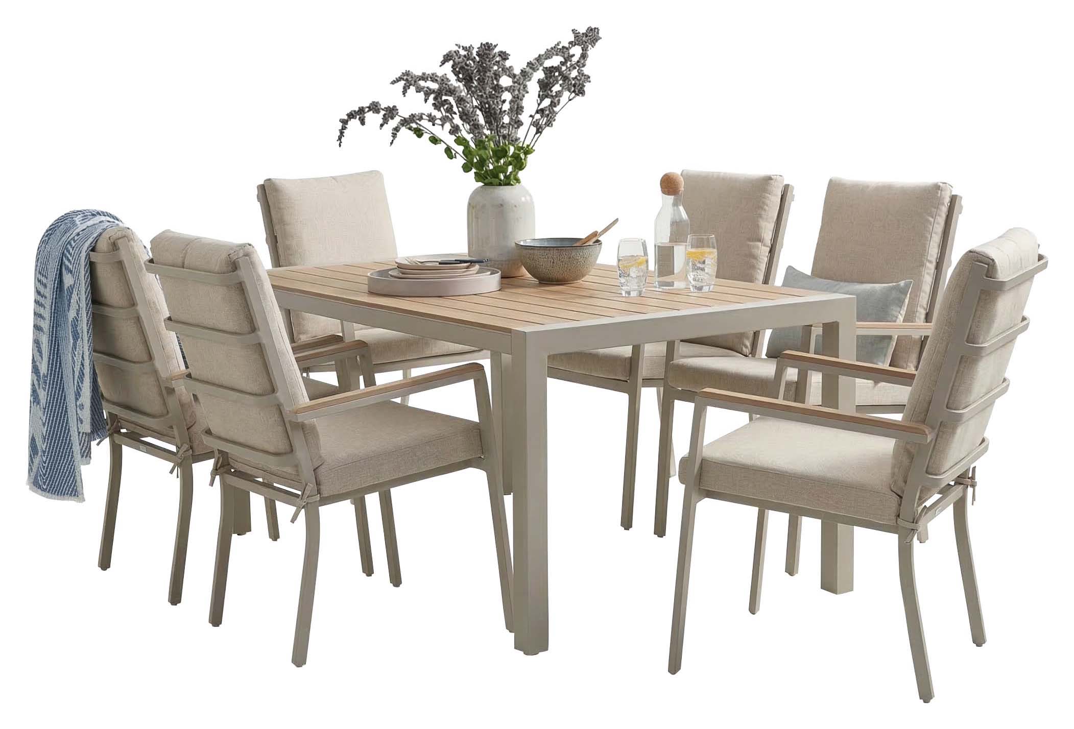 Norfolk Leisure Easton 6 Seater Dining Set with Beige Cushions