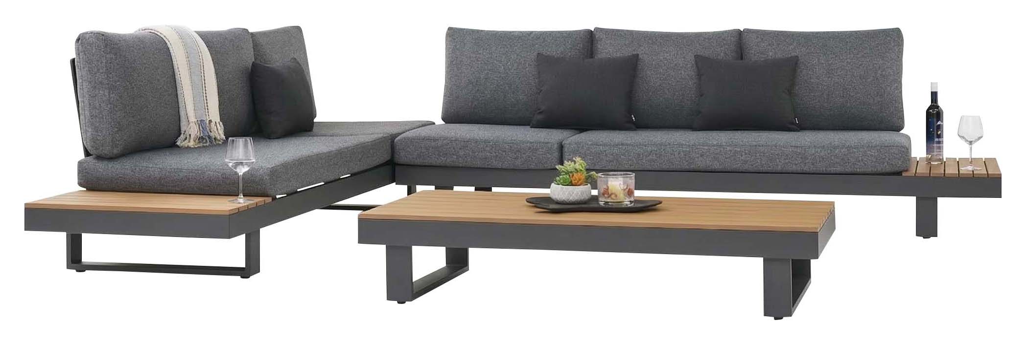 Norfolk Leisure Easton Large Corner Set with Sun Recliner & Grey Cushions