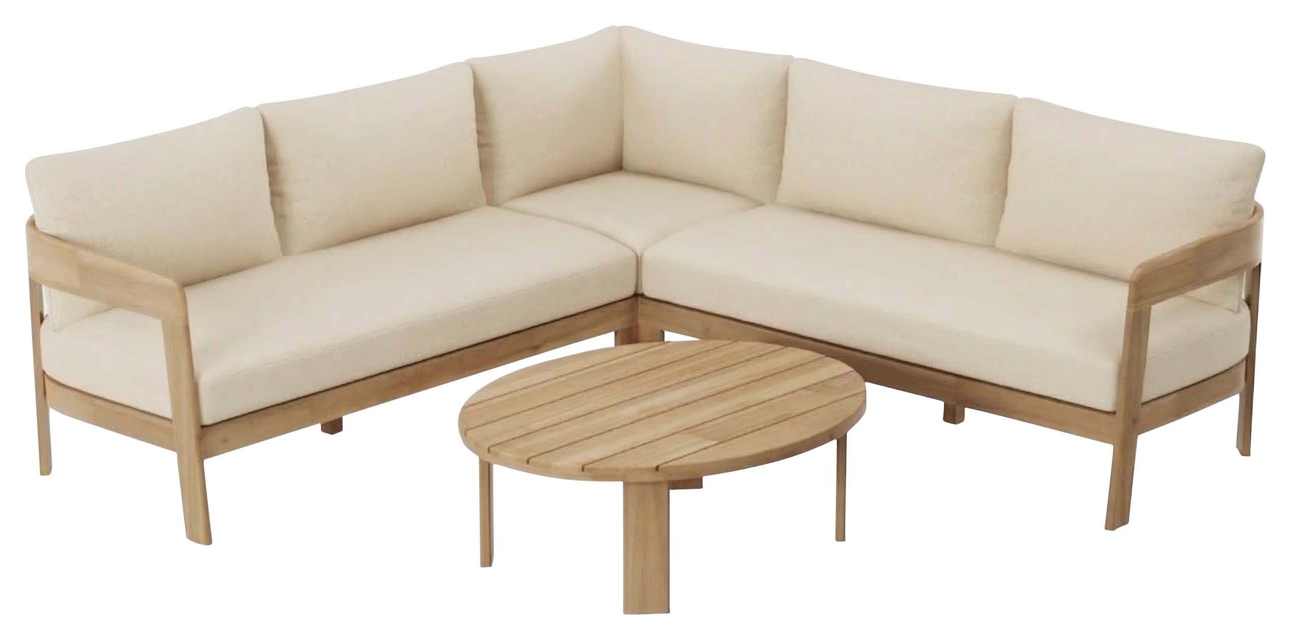 Norfolk Leisure Leno Lounge Corner Set with Acacia Wood Coffee Table