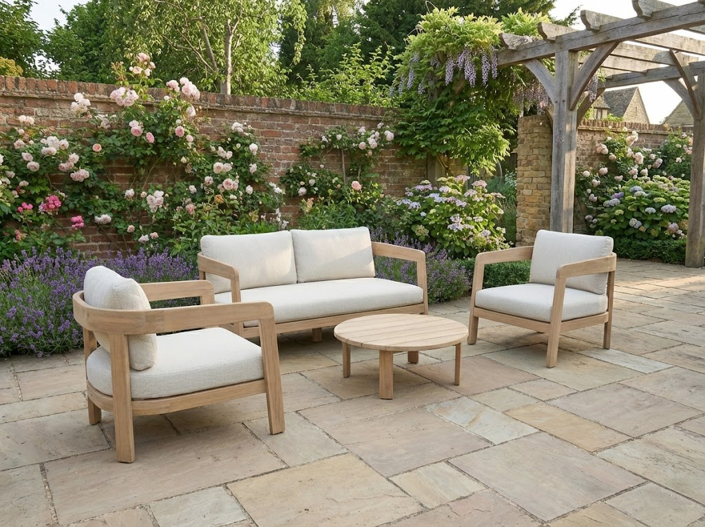 Norfolk Leisure Leno Lounge Set with Acacia Wood Coffee Table