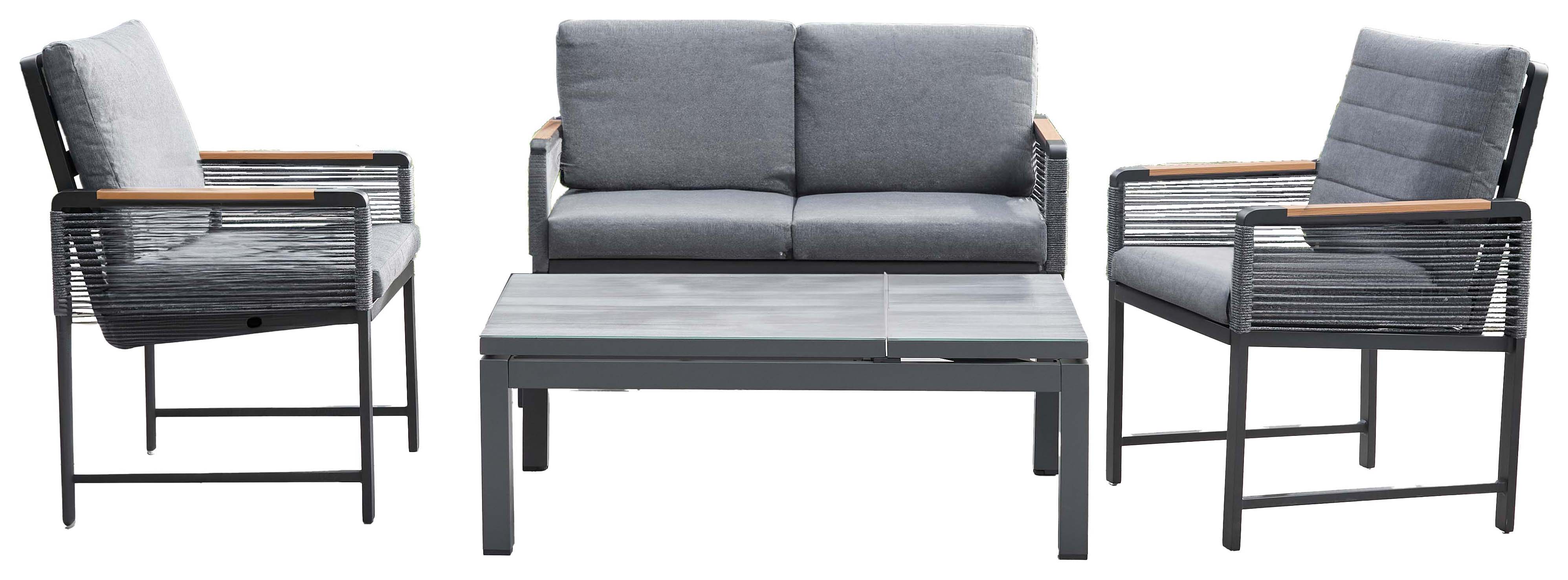 Norfolk Leisure Bellmount 2 seater Rope Aluminium Sofa Set With 3 Way Lift Table