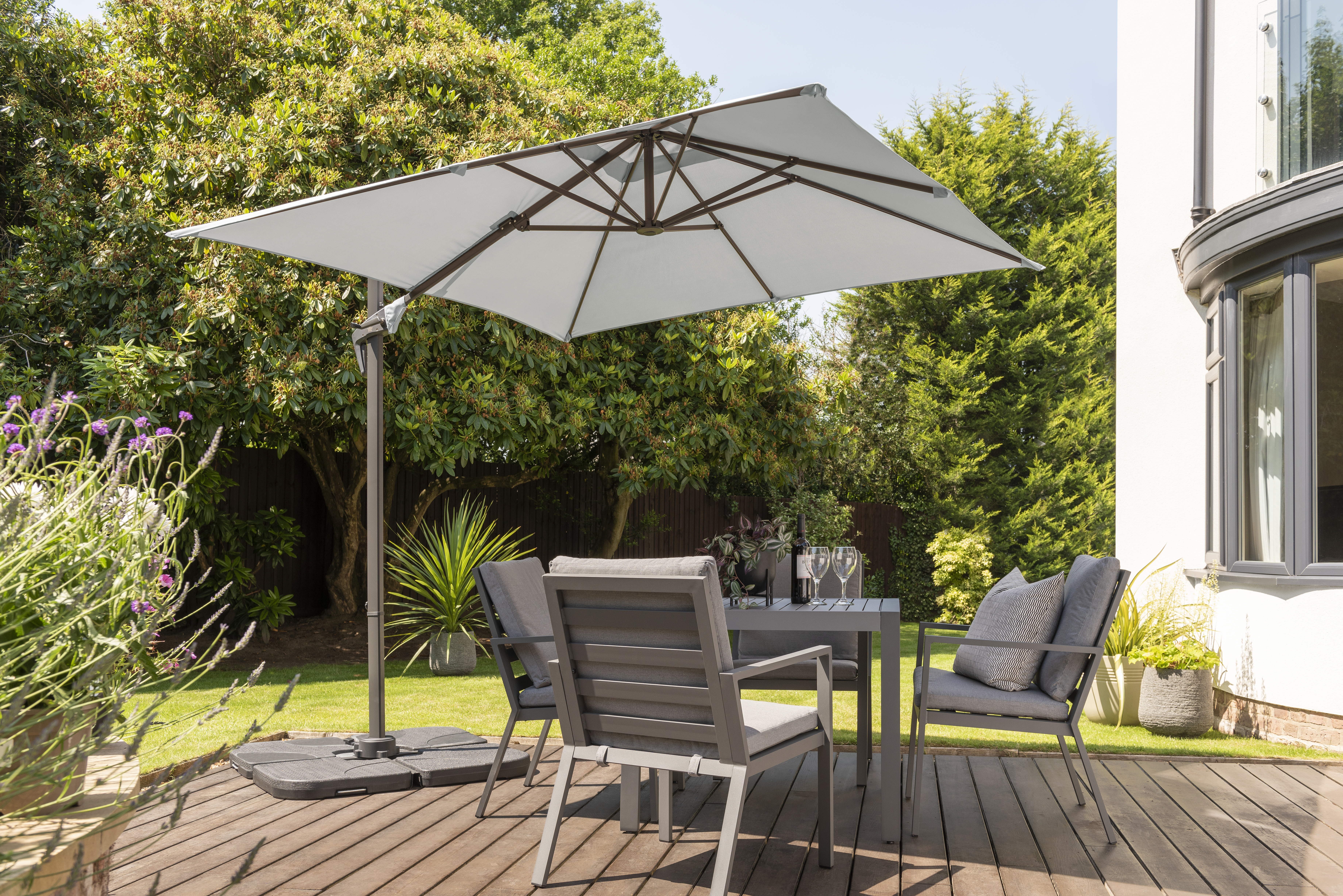 Royce Junior Square 2.5m Soft Grey Cantilever Parasol