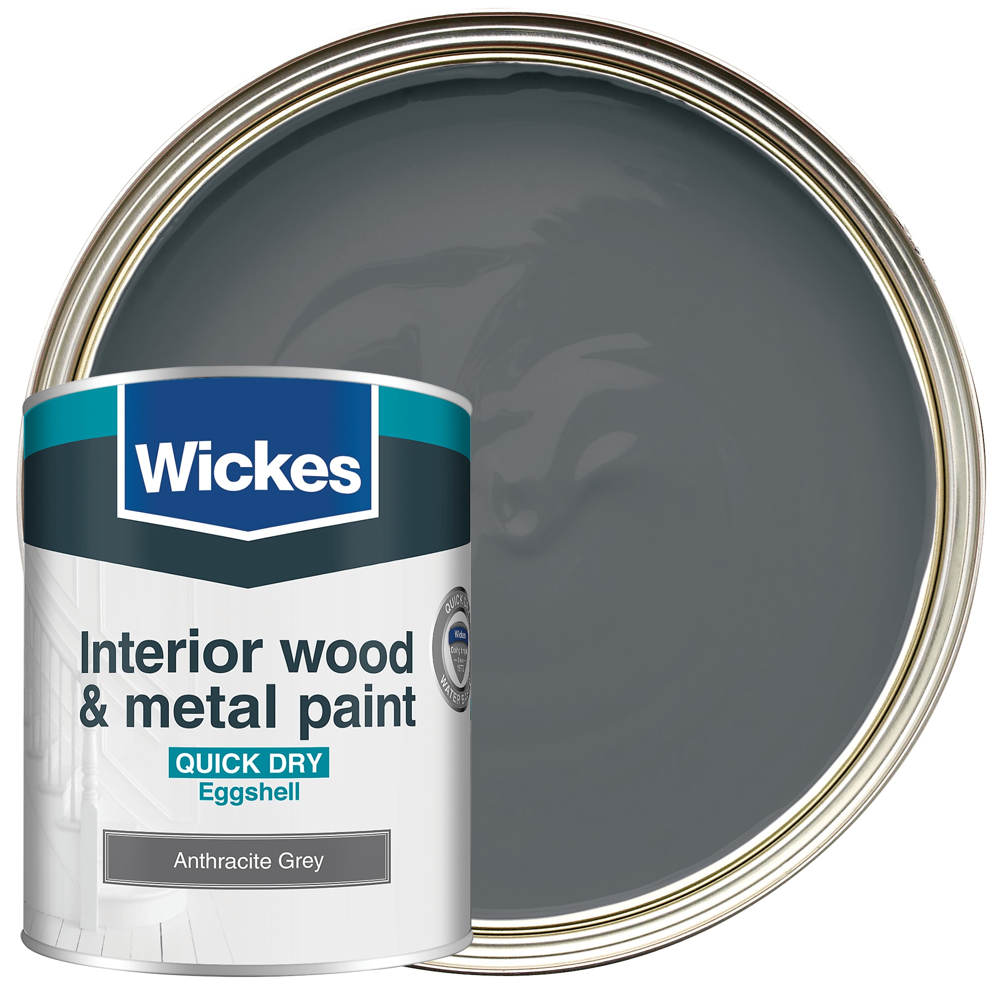 Wickes Quick Dry Eggshell Wood & Metal Paint - Anthracite Grey - 750ml