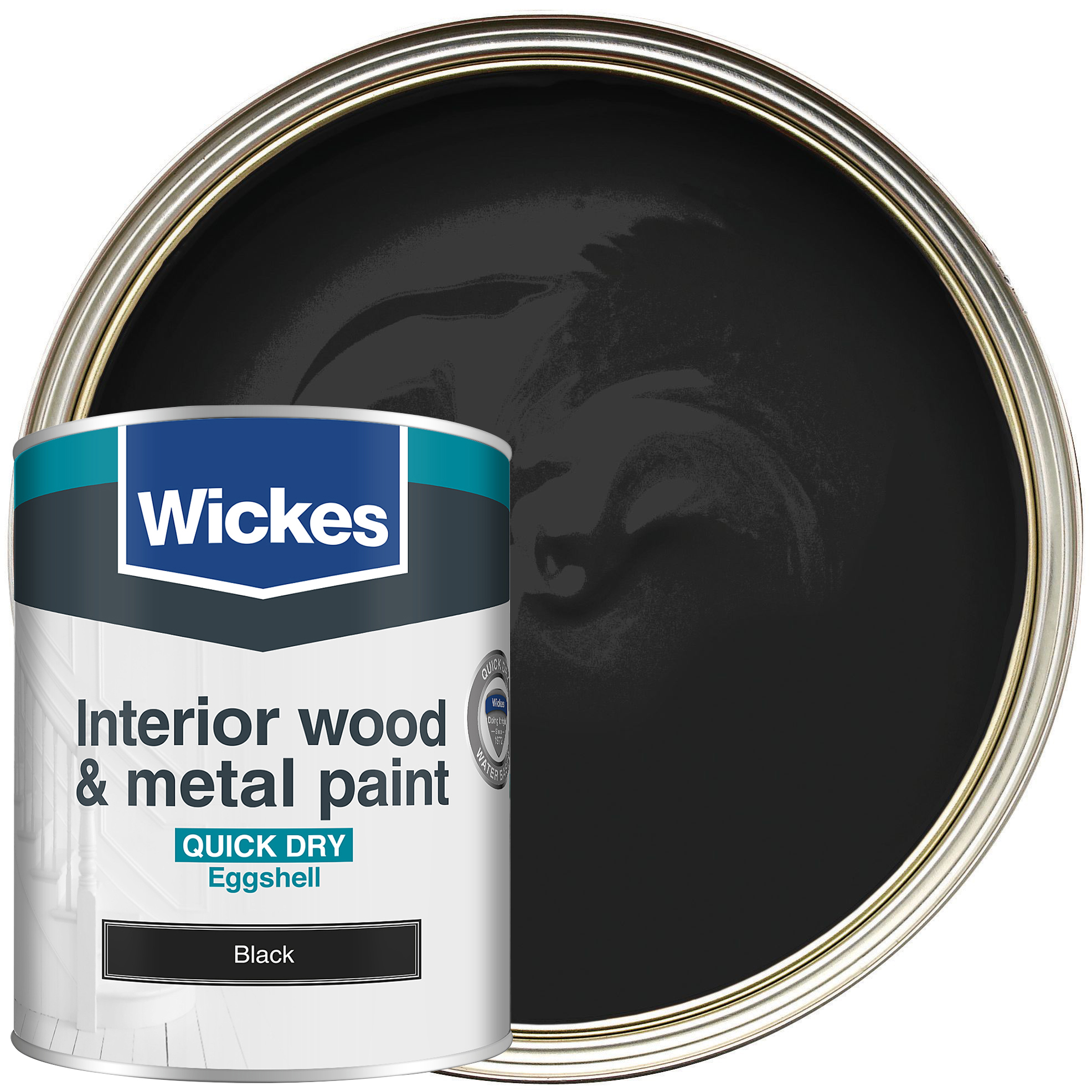 Wickes Quick Dry Eggshell Wood & Metal Paint - Black - 750ML