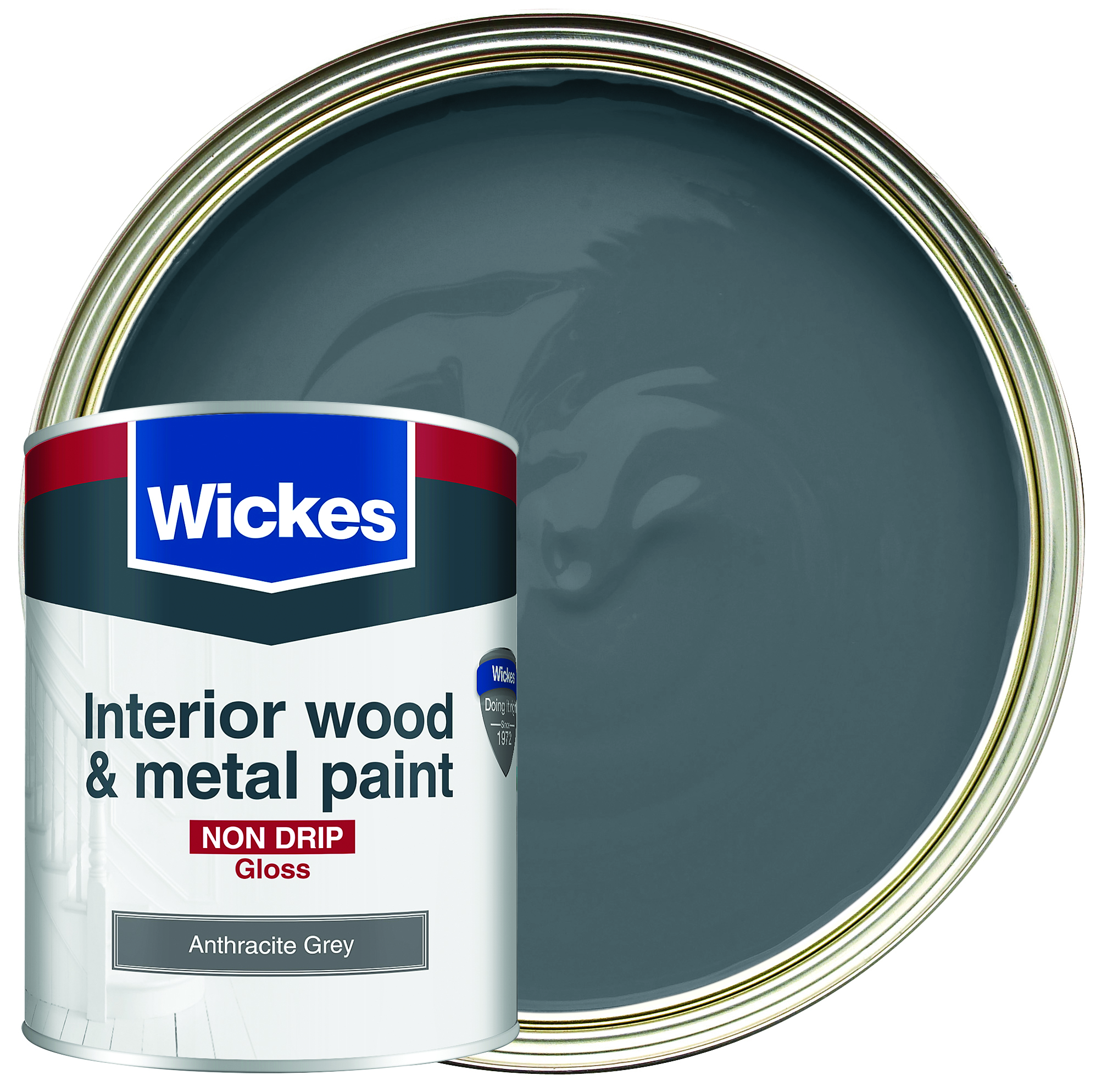 Wickes Non Drip Gloss Wood & Metal Paint - Anthracite Grey - 750ML