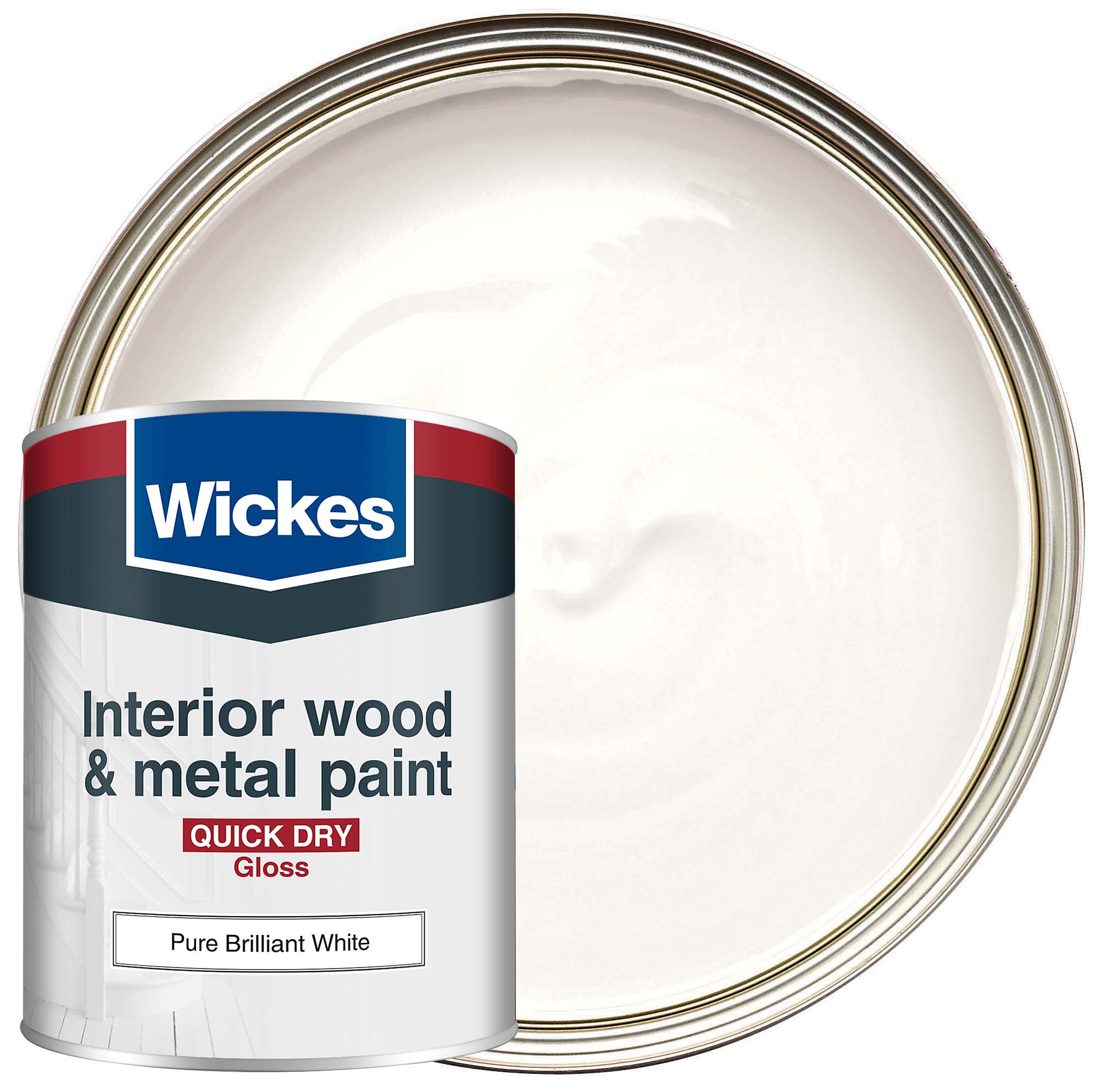 Wickes Quick Dry Gloss Wood & Metal Paint - Pure Brilliant White - 750ml