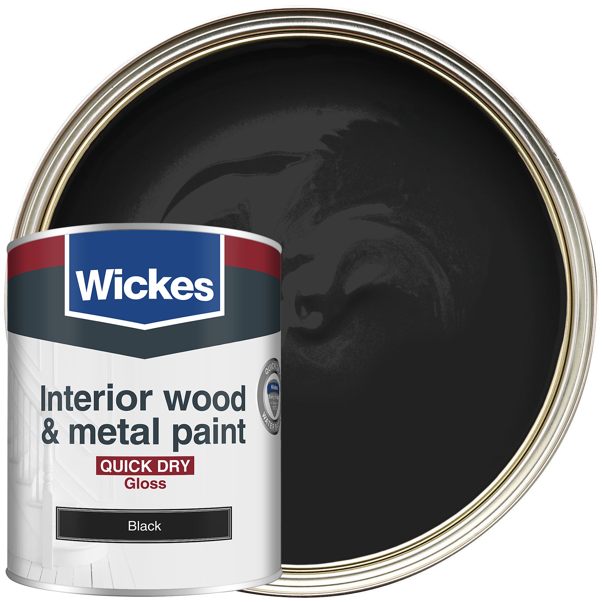 Wickes Quick Dry Gloss Wood & Metal Paint - Black - 750ml