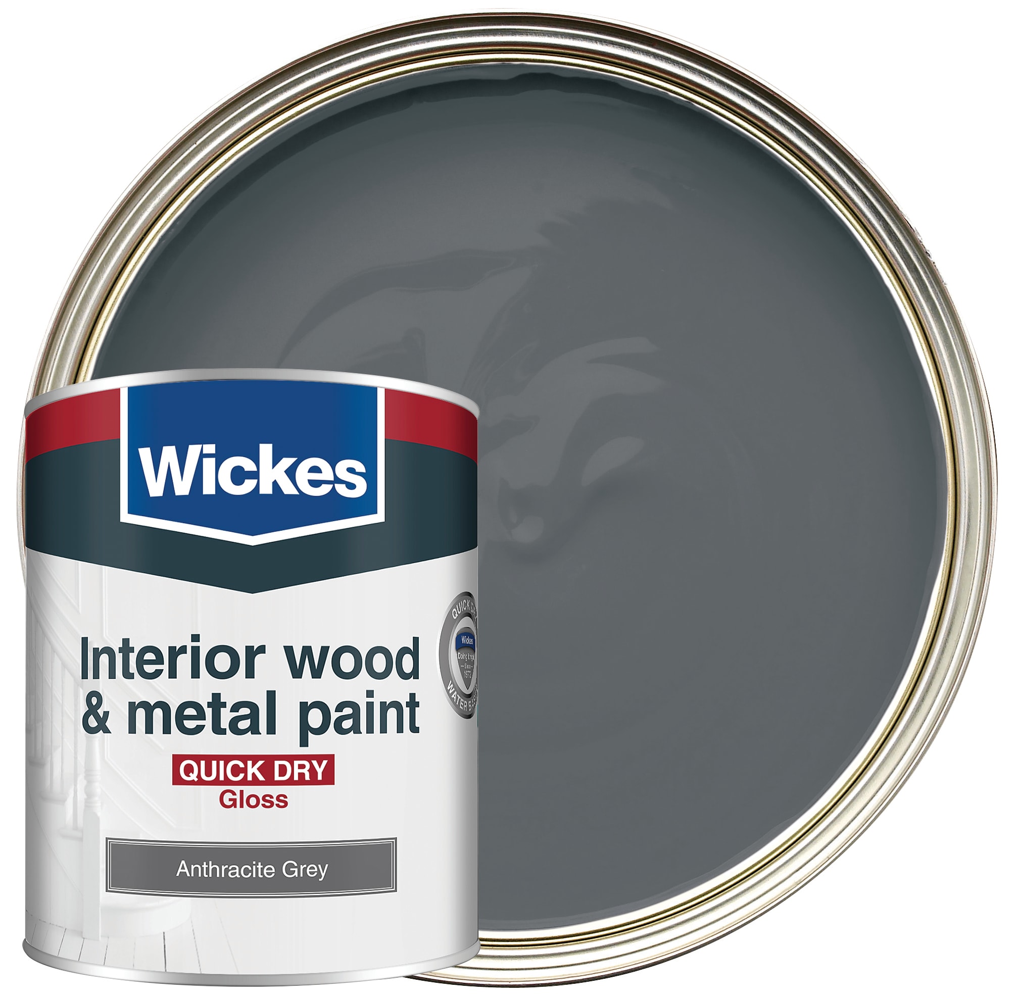 Wickes Quick Dry Gloss Wood & Metal Paint - Anthracite Grey - 750ml