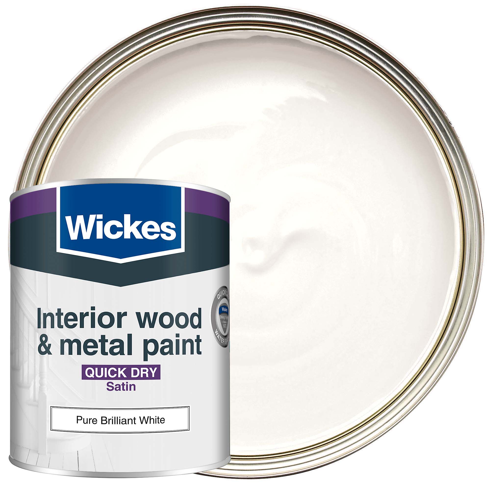 Wickes Quick Dry Satin Wood & Metal Paint - Pure Brilliant White - 750ML