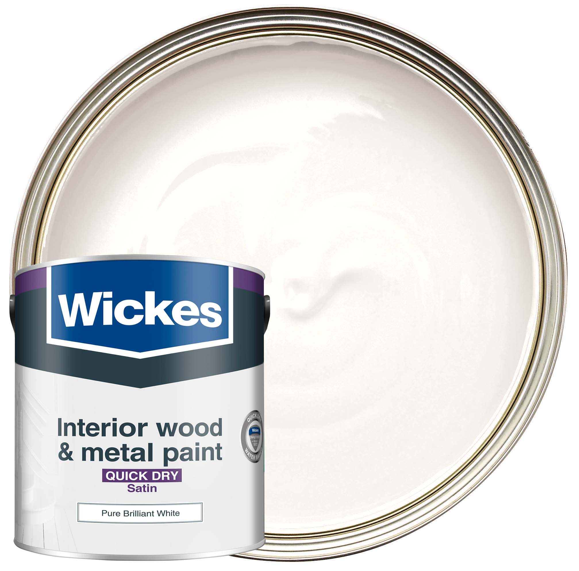 Wickes Quick Dry Satin Wood & Metal Paint - Pure Brilliant White 2.5L
