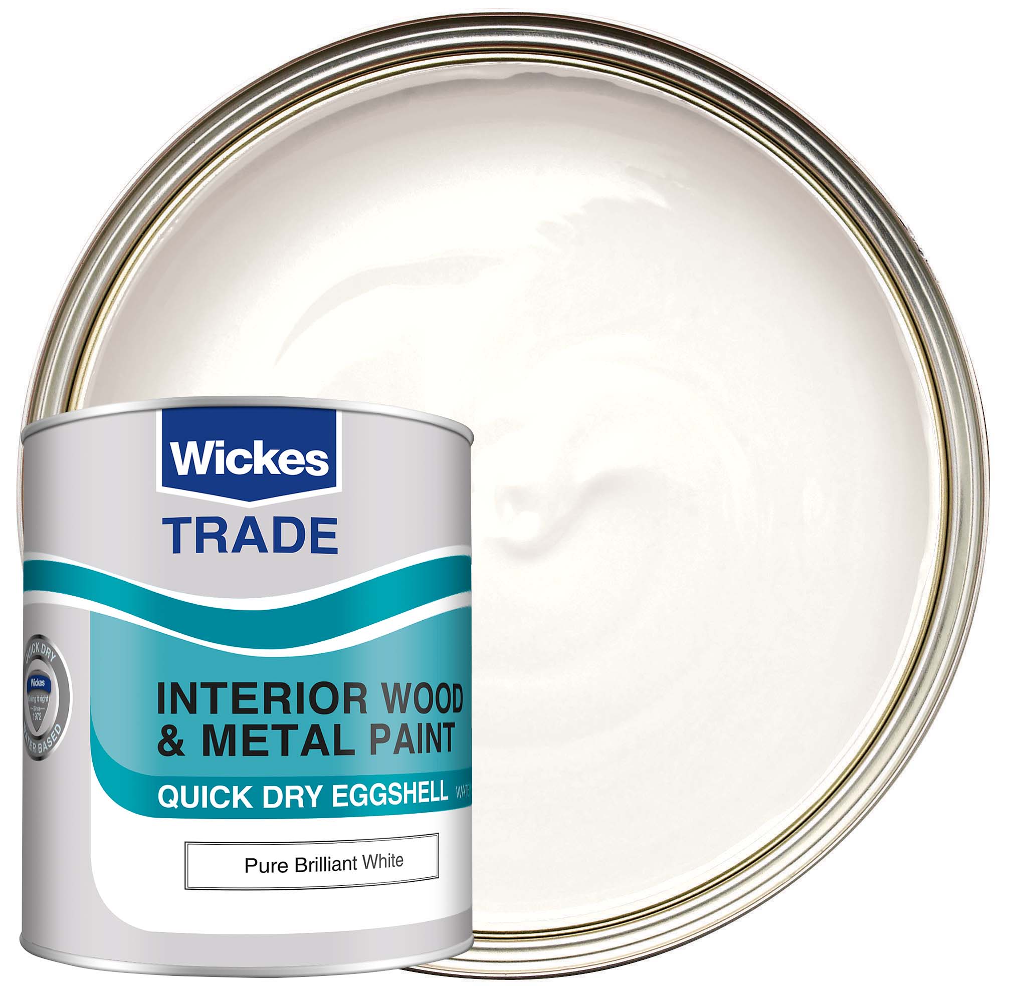 Wickes Trade Quick Dry Eggshell Wood & Metal Paint - Pure Brilliant White - 1L