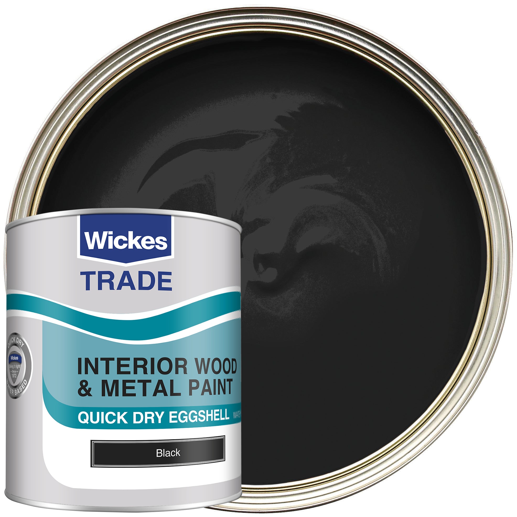 Wickes Trade Quick Dry Eggshell Wood & Metal Paint - Black - 1L