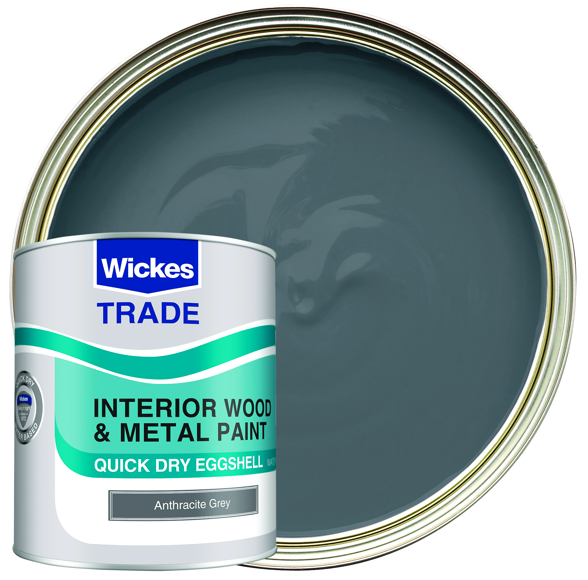 Wickes Trade Quick Dry Eggshell Wood & Metal Paint - Anthracite Grey - 1L