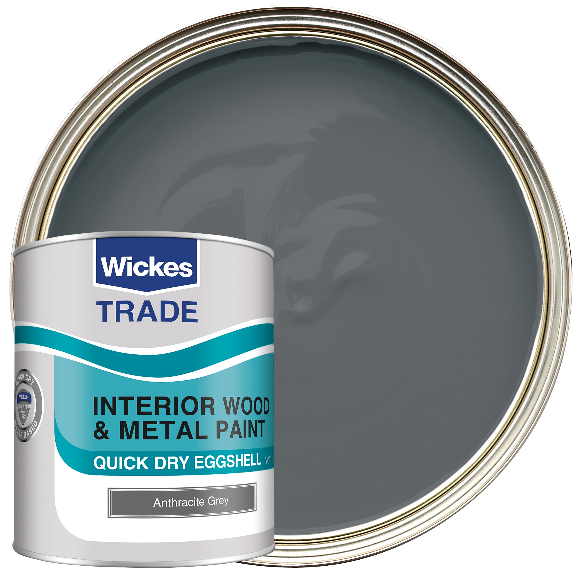 Wickes Trade Quick Dry Eggshell Wood & Metal Paint - Anthracite Grey - 1L