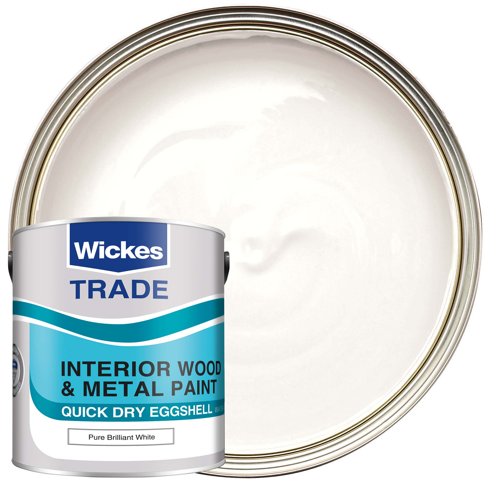 Wickes Trade Quick Dry Eggshell Wood & Metal Paint - Pure Brilliant White - 2.5L
