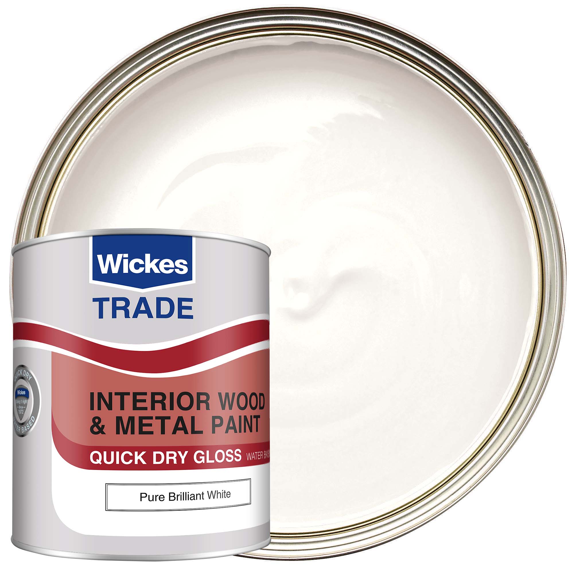 Wickes Trade Quick Dry Gloss Wood & Metal Paint - Pure Brilliant White - 1L
