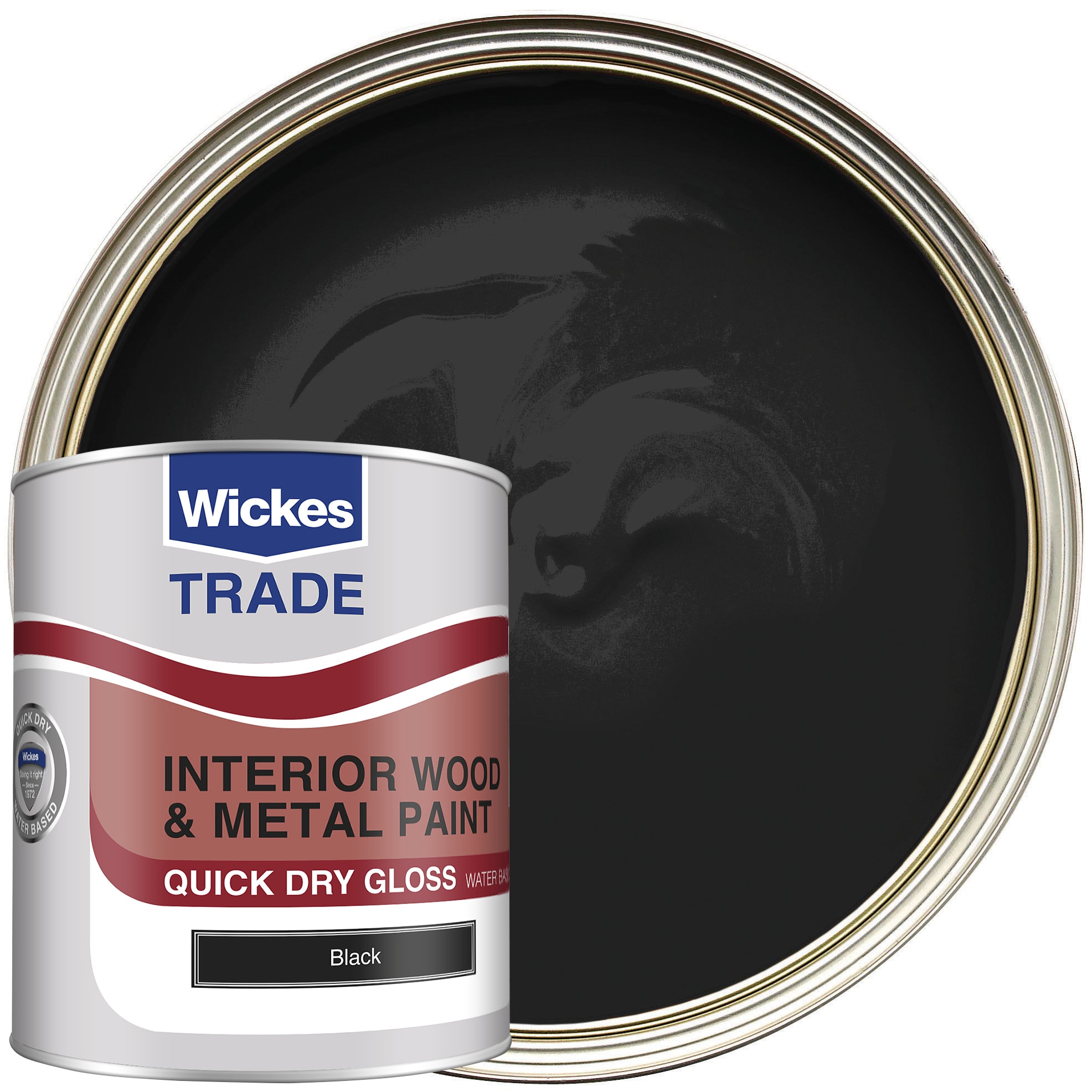 Wickes Trade Quick Dry Gloss Wood & Metal Paint - Black - 1L