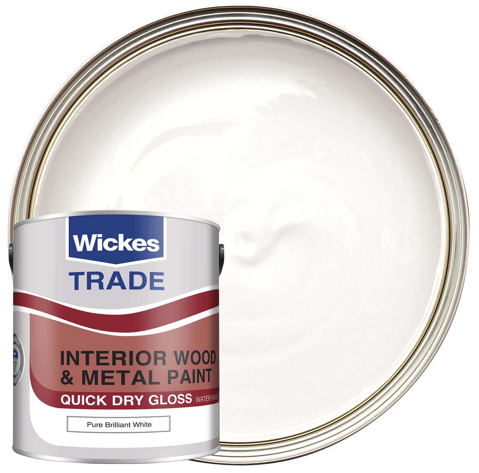 Wickes Trade Quick Dry Gloss Wood & Metal Paint - Pure Brilliant White - 2.5L