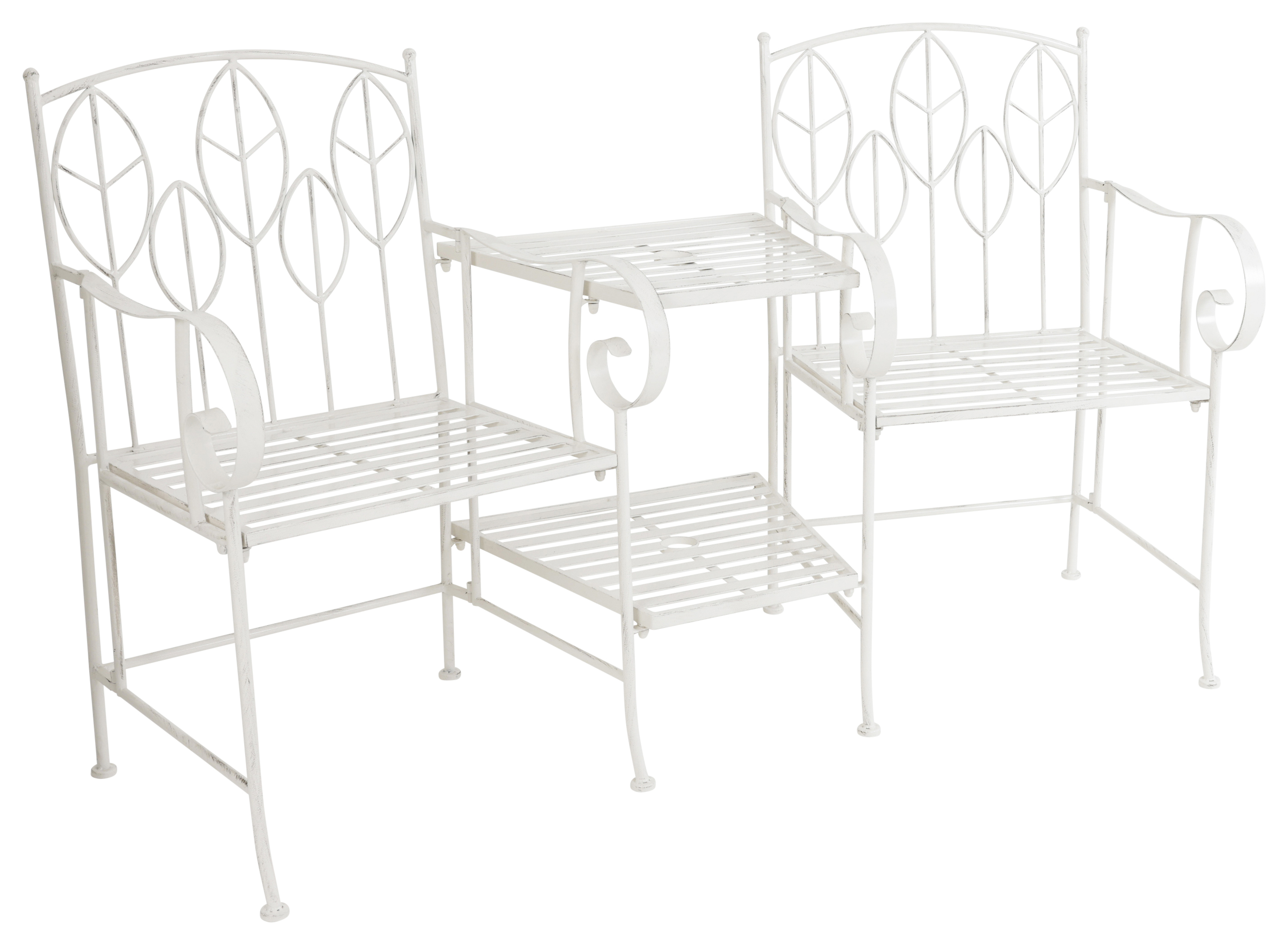 Charles Bentley Rustic Metal Companion Seat - Antique White