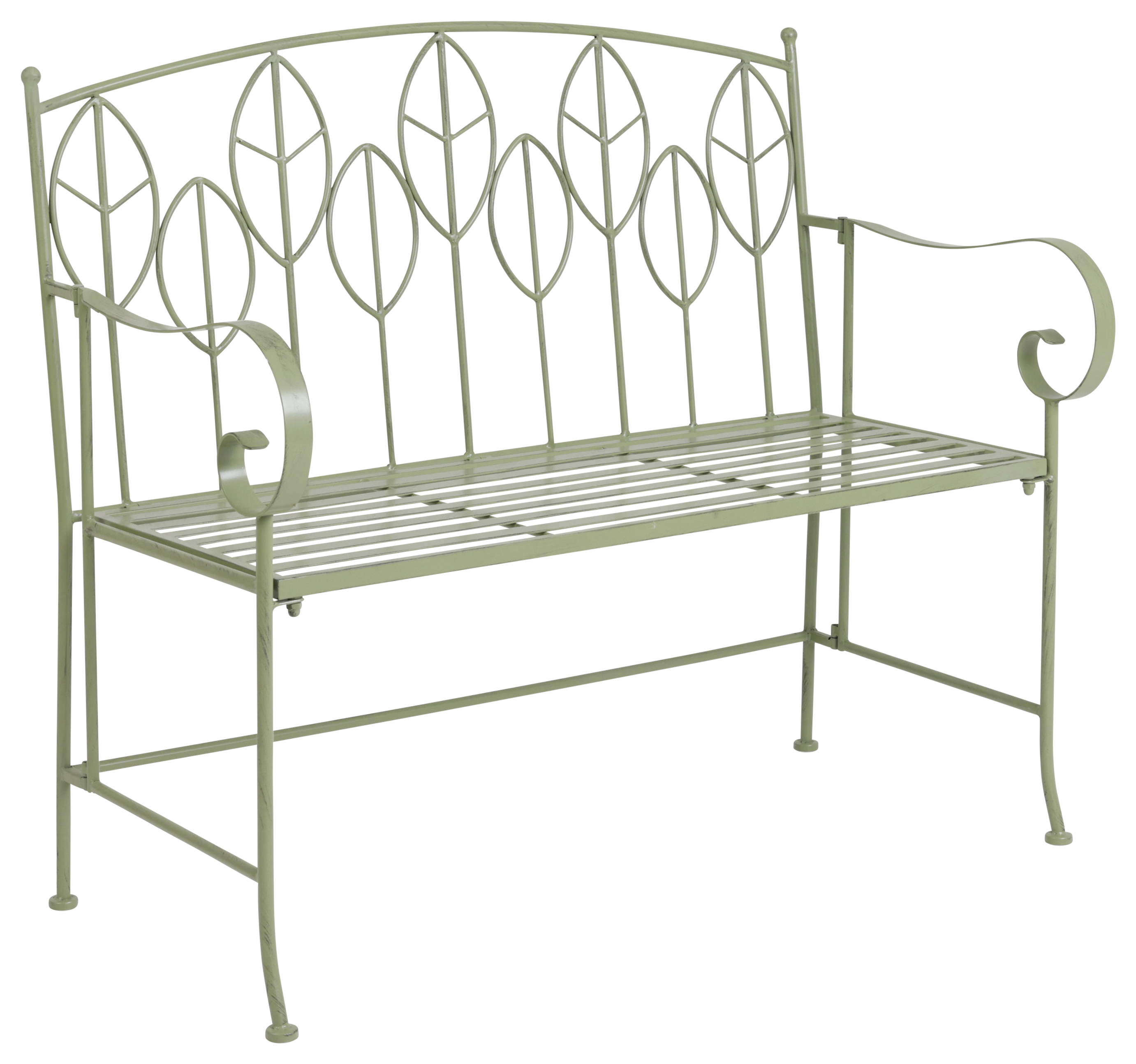 Charles Bentley Rustic Metal Bench - Green