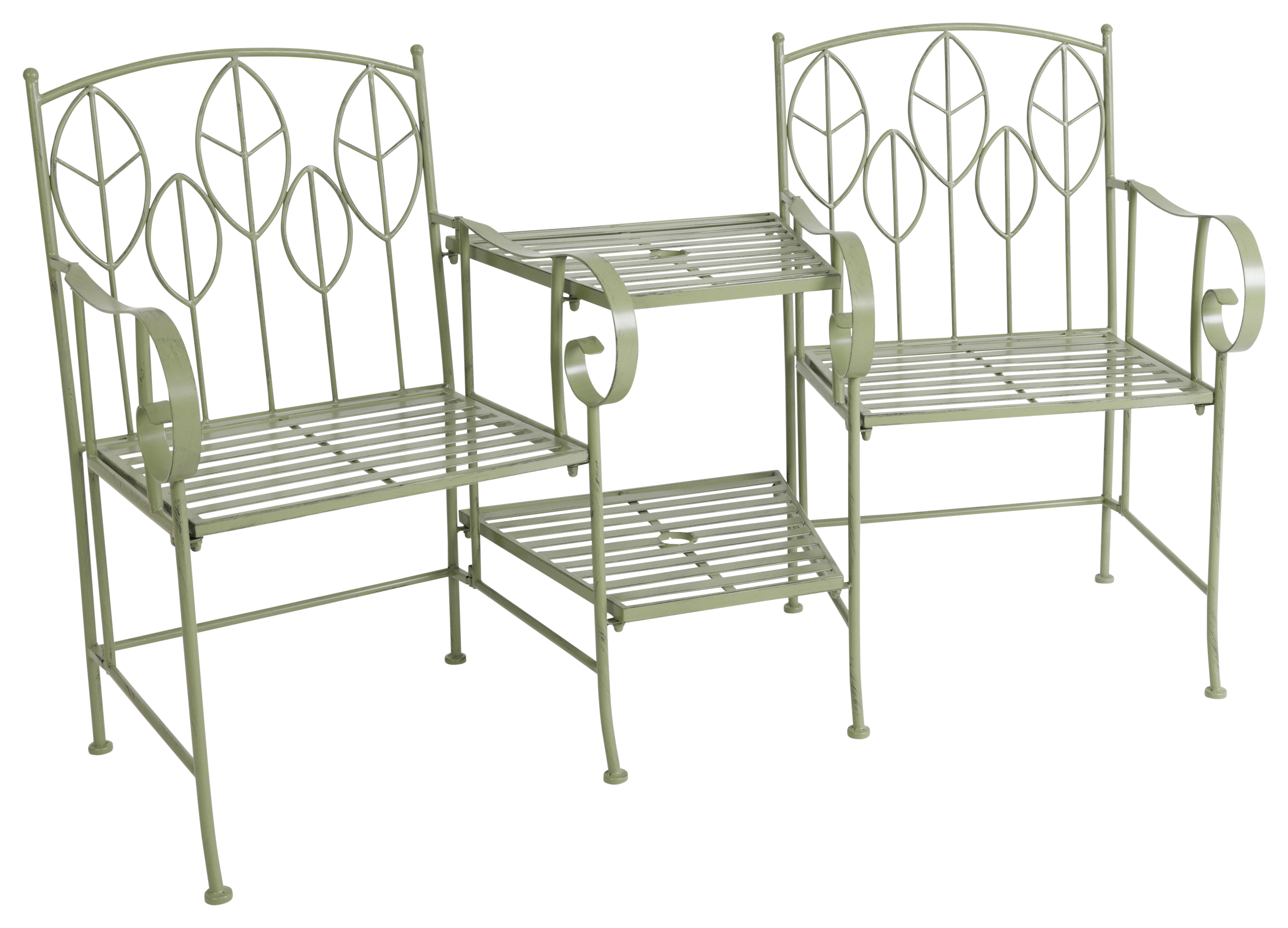 Charles Bentley Rustic Metal Companion Seat - Green