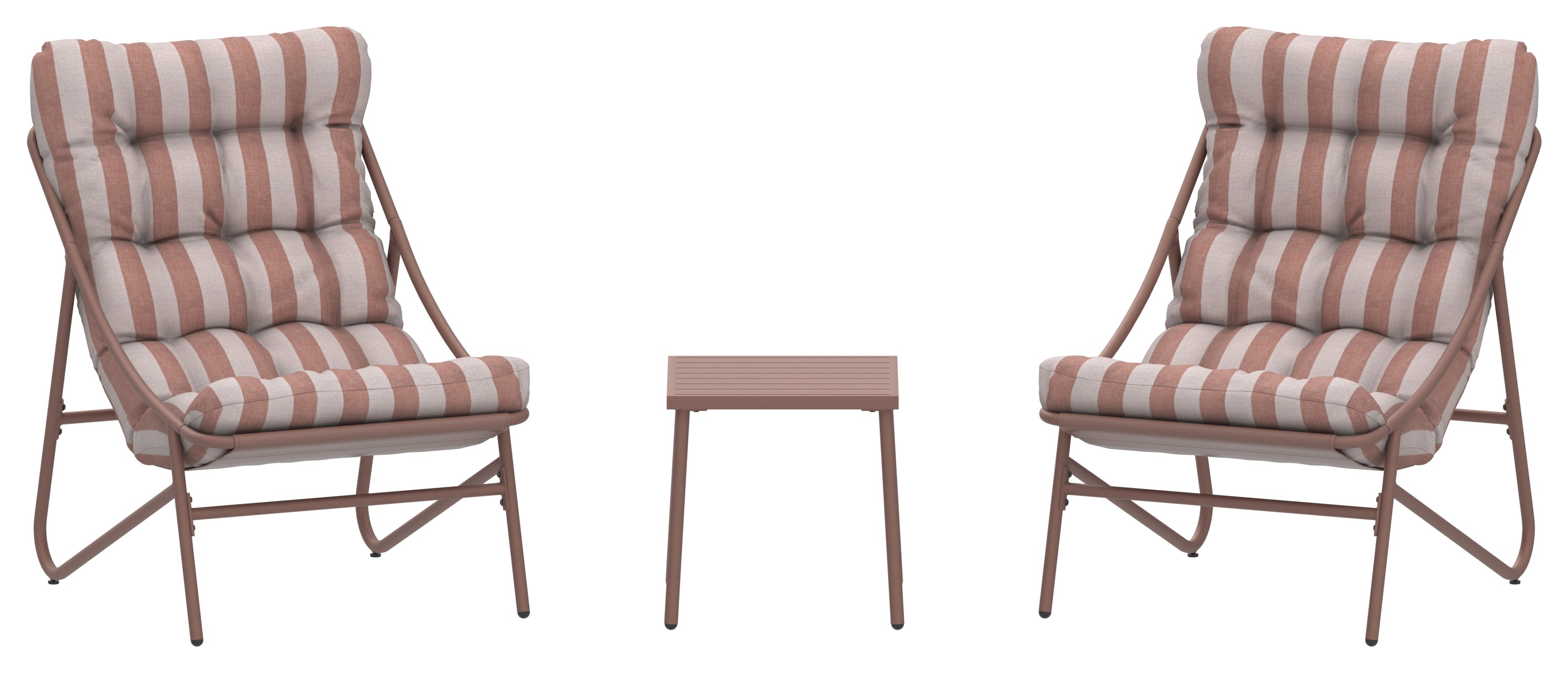 Charles Bentley Porto Bistro Set with Stripe Cushion - Teracotta