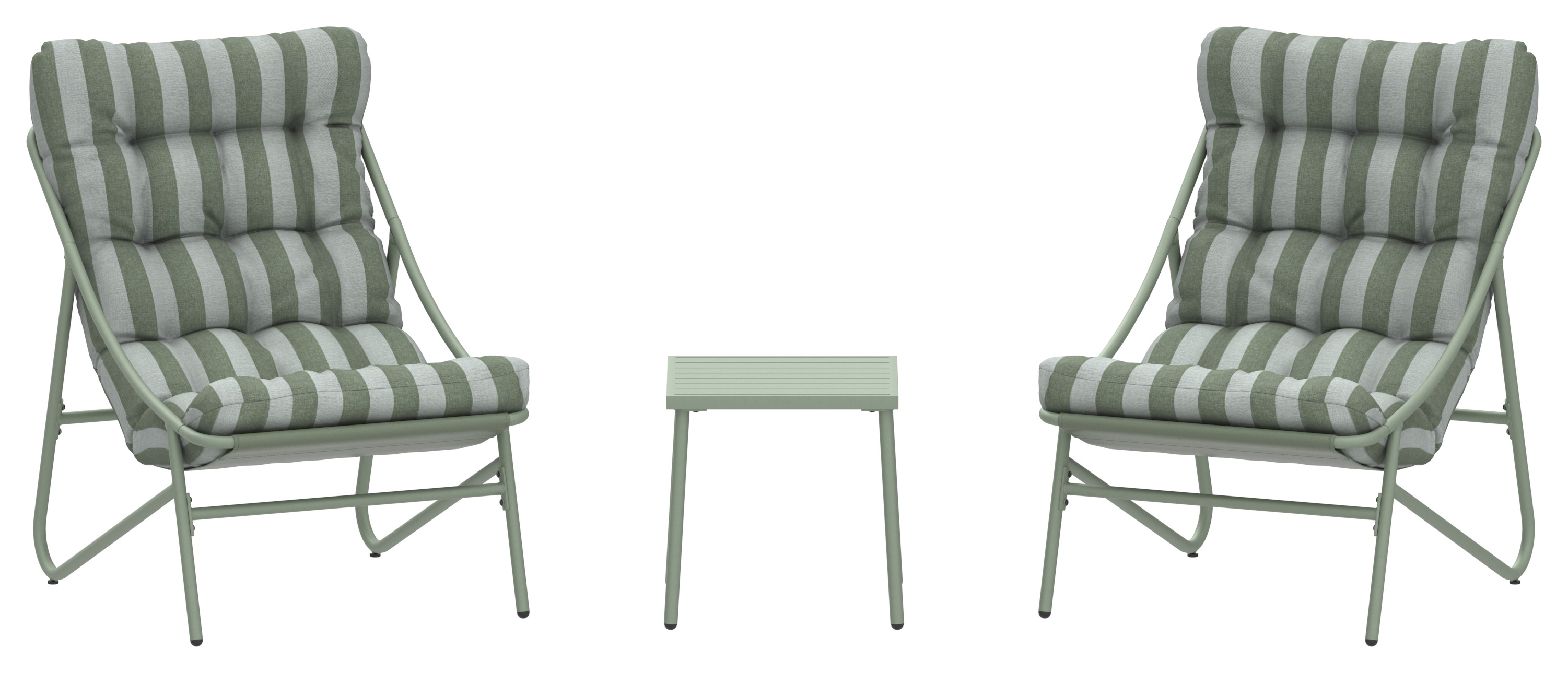 Charles Bentley Porto Bistro Set with Stripe Cushion - Green