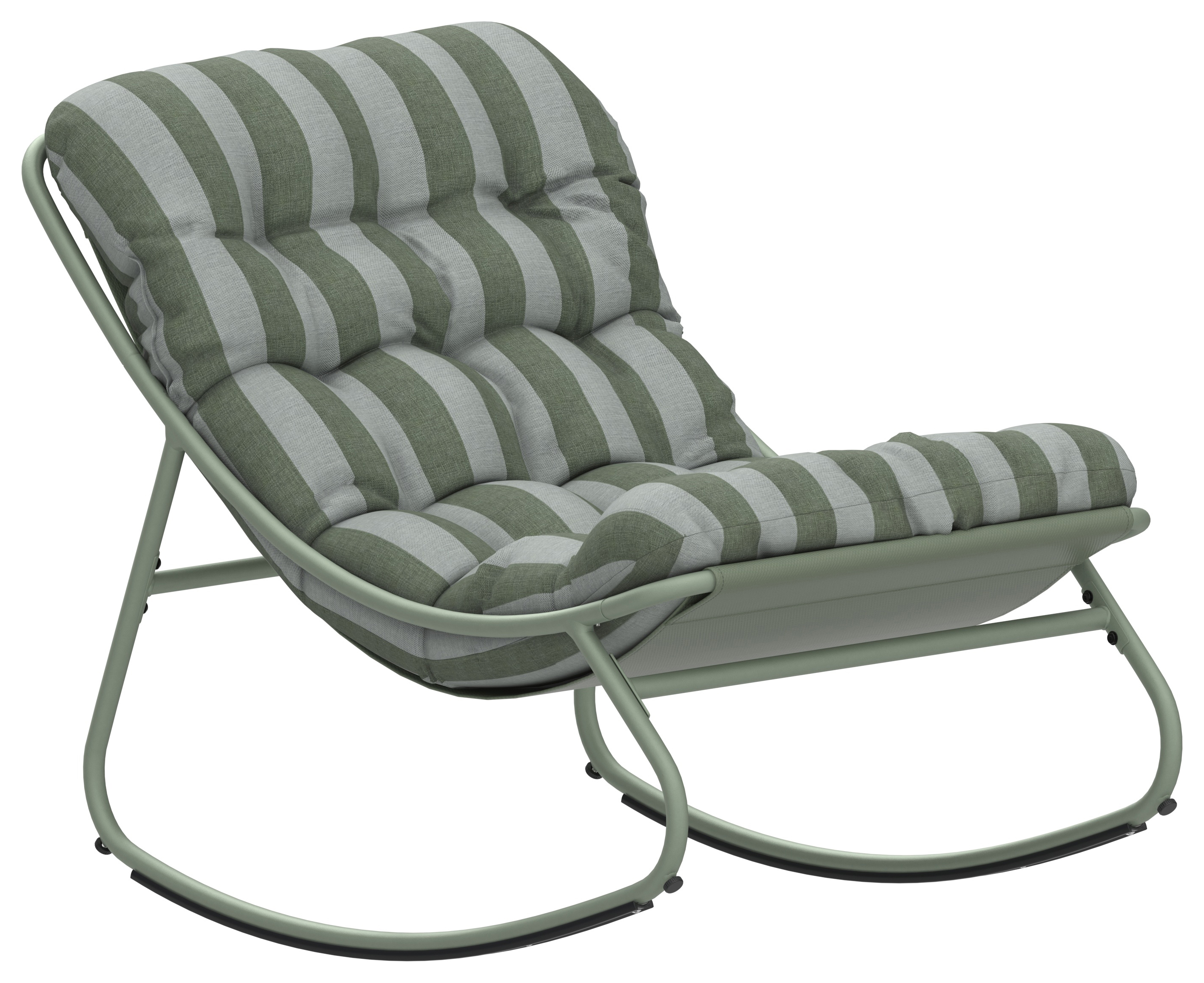 Charles Bentley Porto Rocking Chair with Stripe Cushion - Green