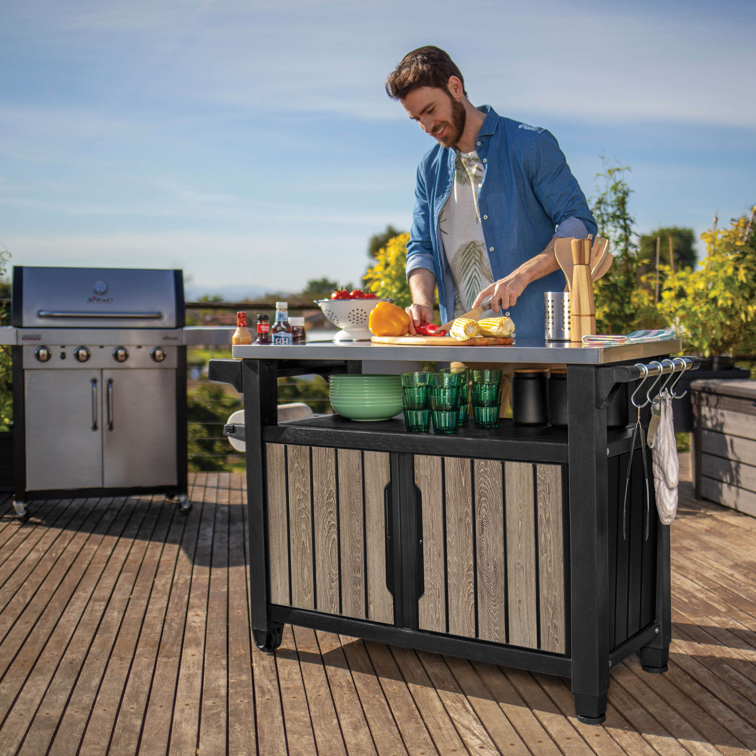 Keter Unity XL Ashwood BBQ Table Storage Unit