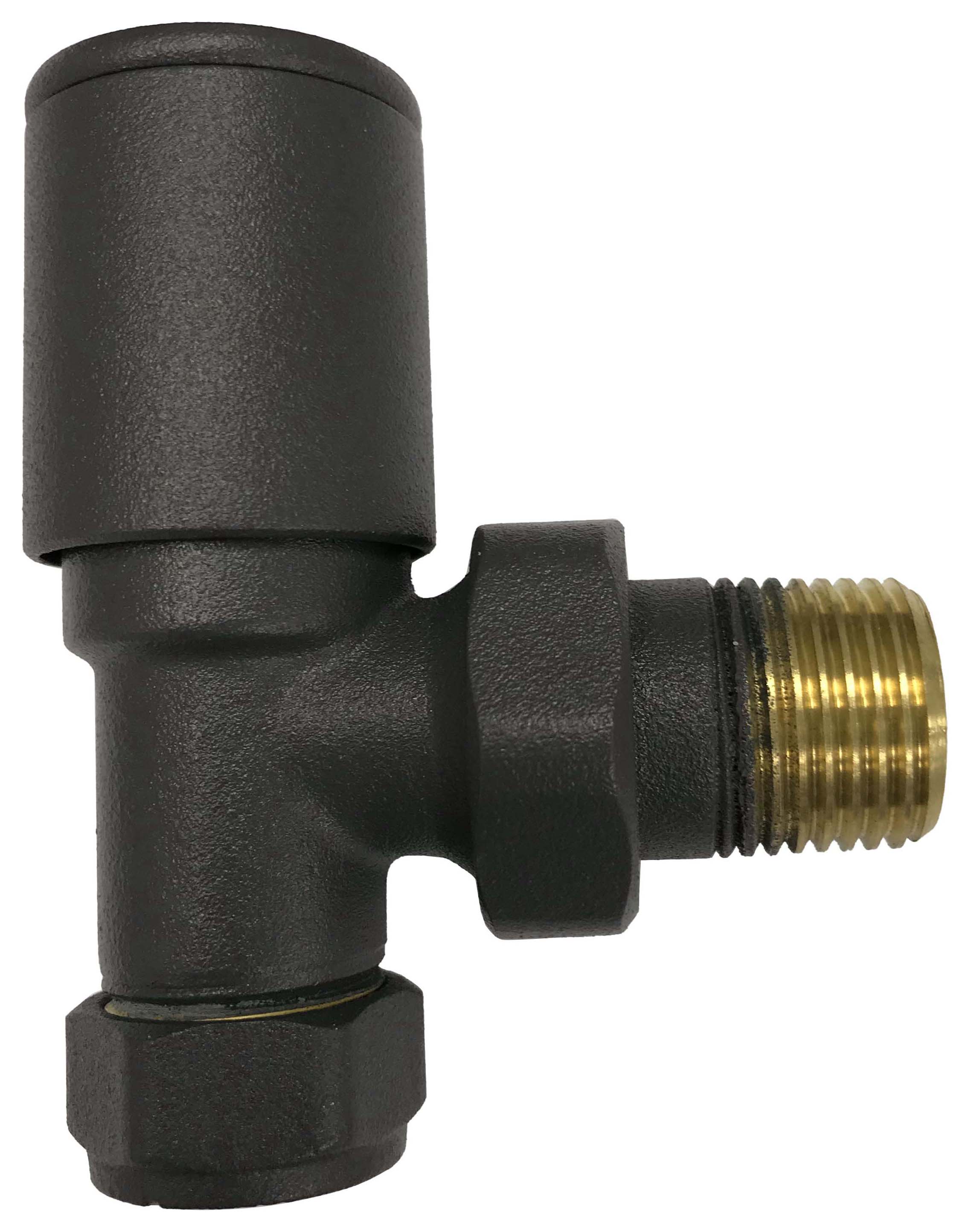 K-Rad Anthracite Grey Angled Radiator Valve & Lockshield - 15mm