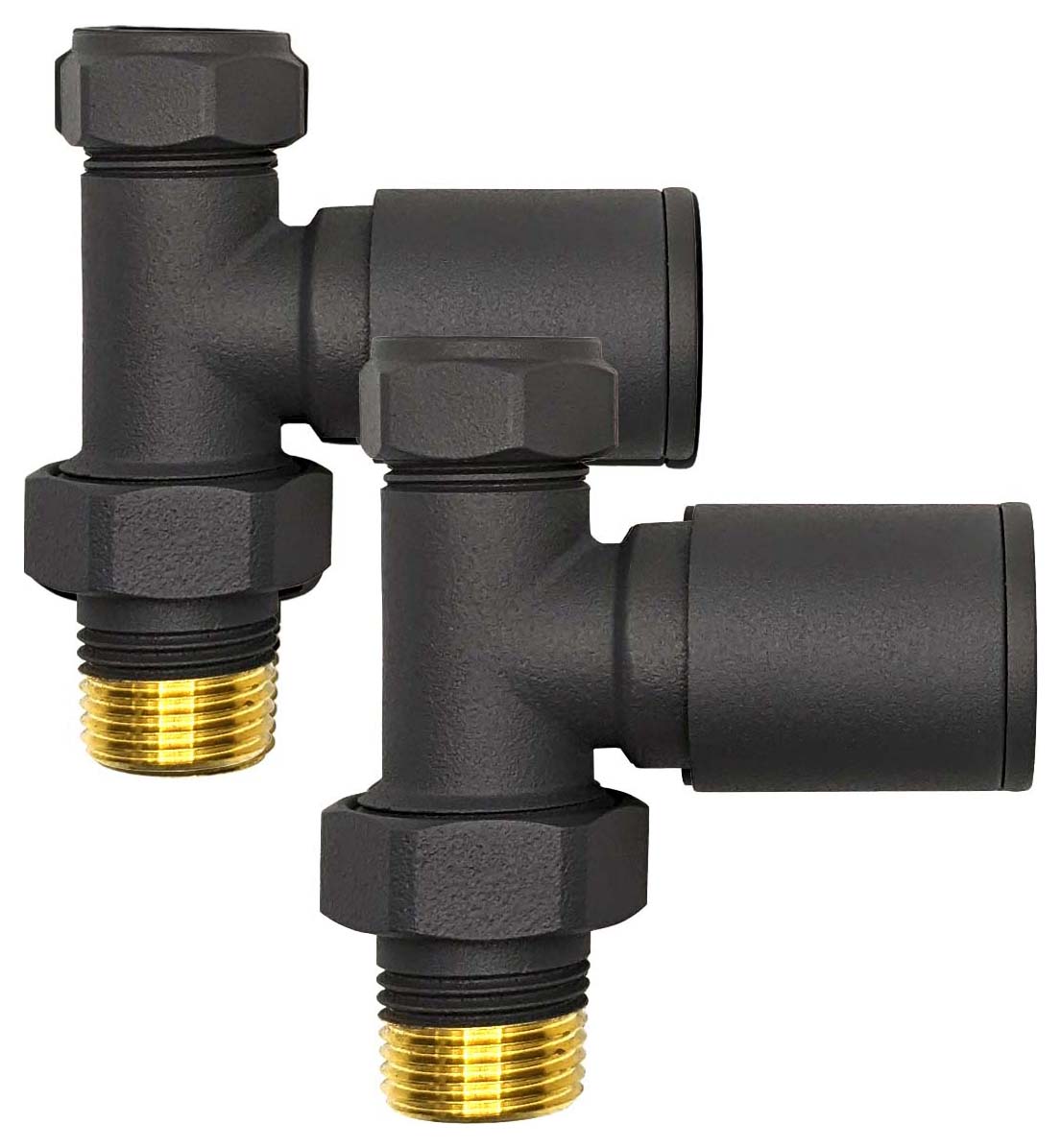 K-Rad Anthracite Grey Straight Radiator Valve & Lockshield - 15mm