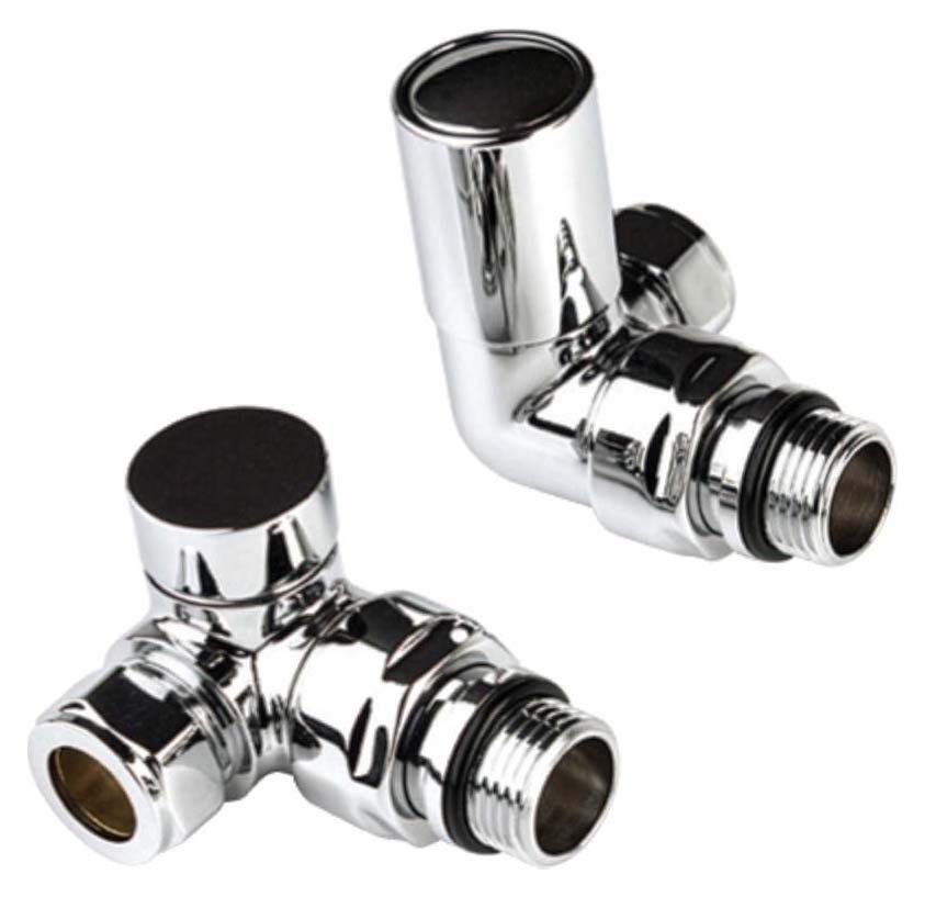 K-Rad Chrome Corner Radiator Valve & Lockshield - 15mm
