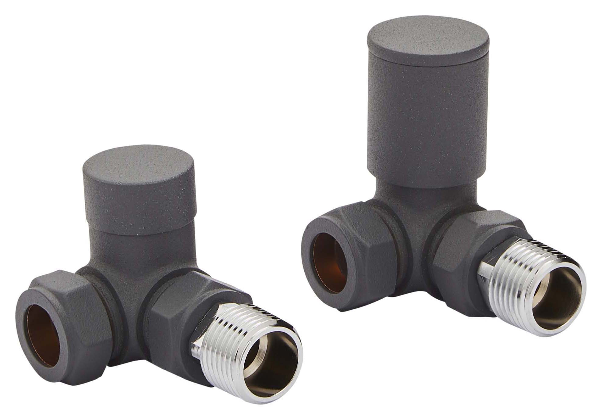 K-Rad Grey Corner Radiator Valve & Lockshield - 15mm