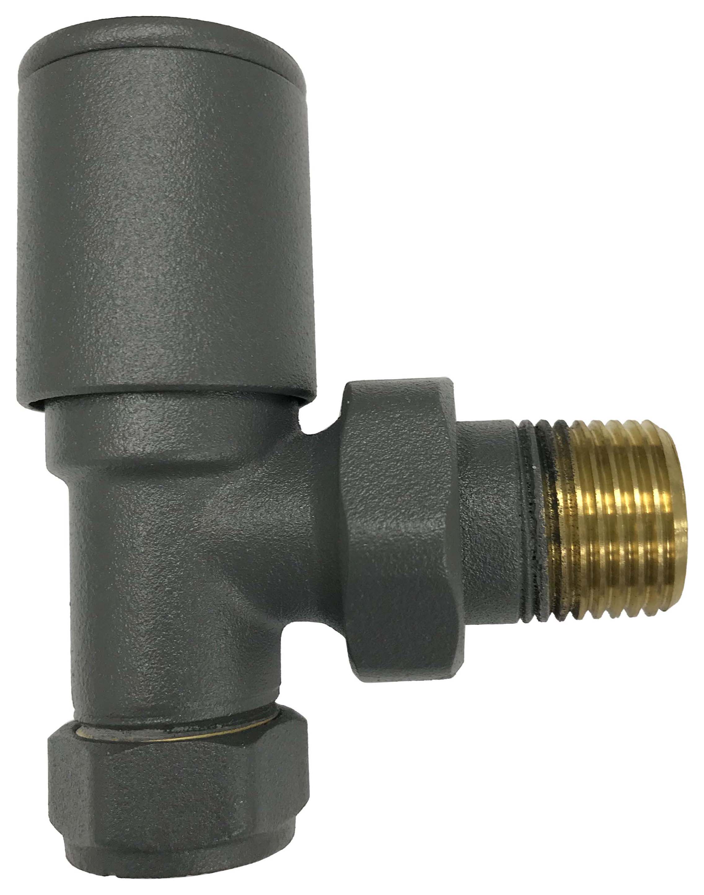 K-Rad Grey Straight Radiator Valve & Lockshield - 15mm