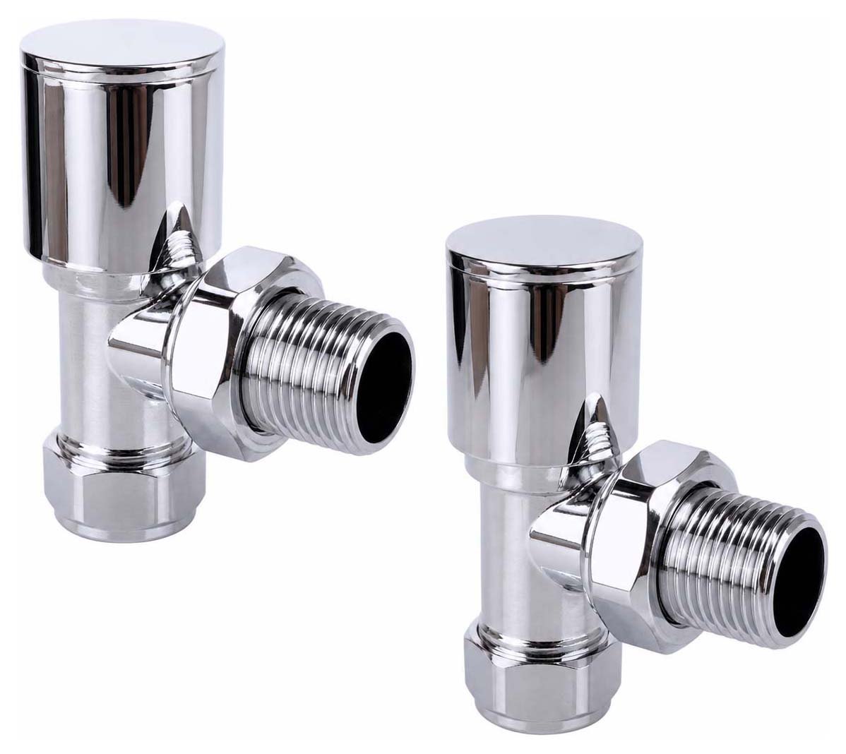 K-Rad Chrome Angled Radiator Valve & Lockshield - 15mm