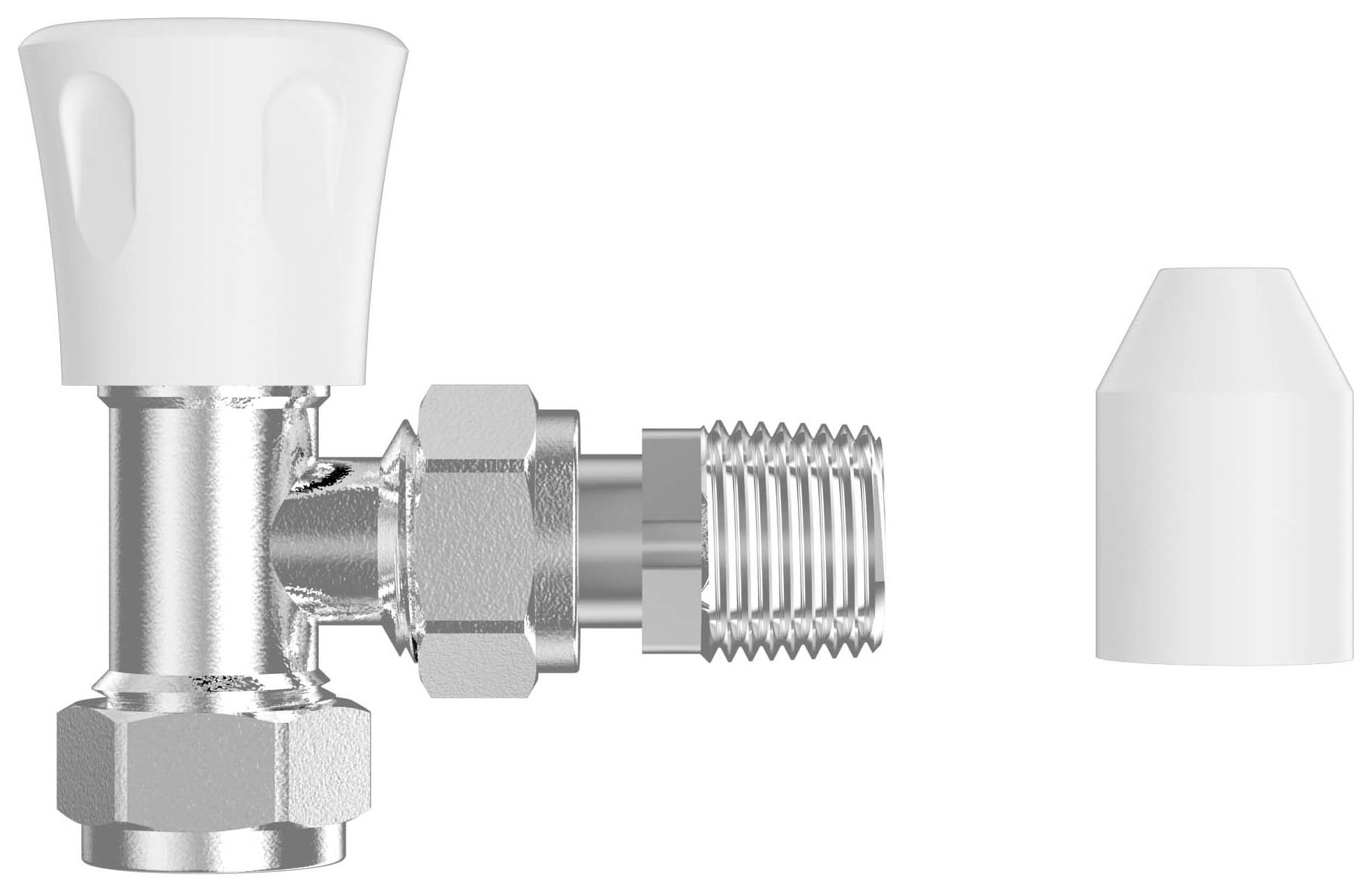 K-Rad Chrome Style Angled Radiator Valve Lockshield & Wheelhead - 15mm