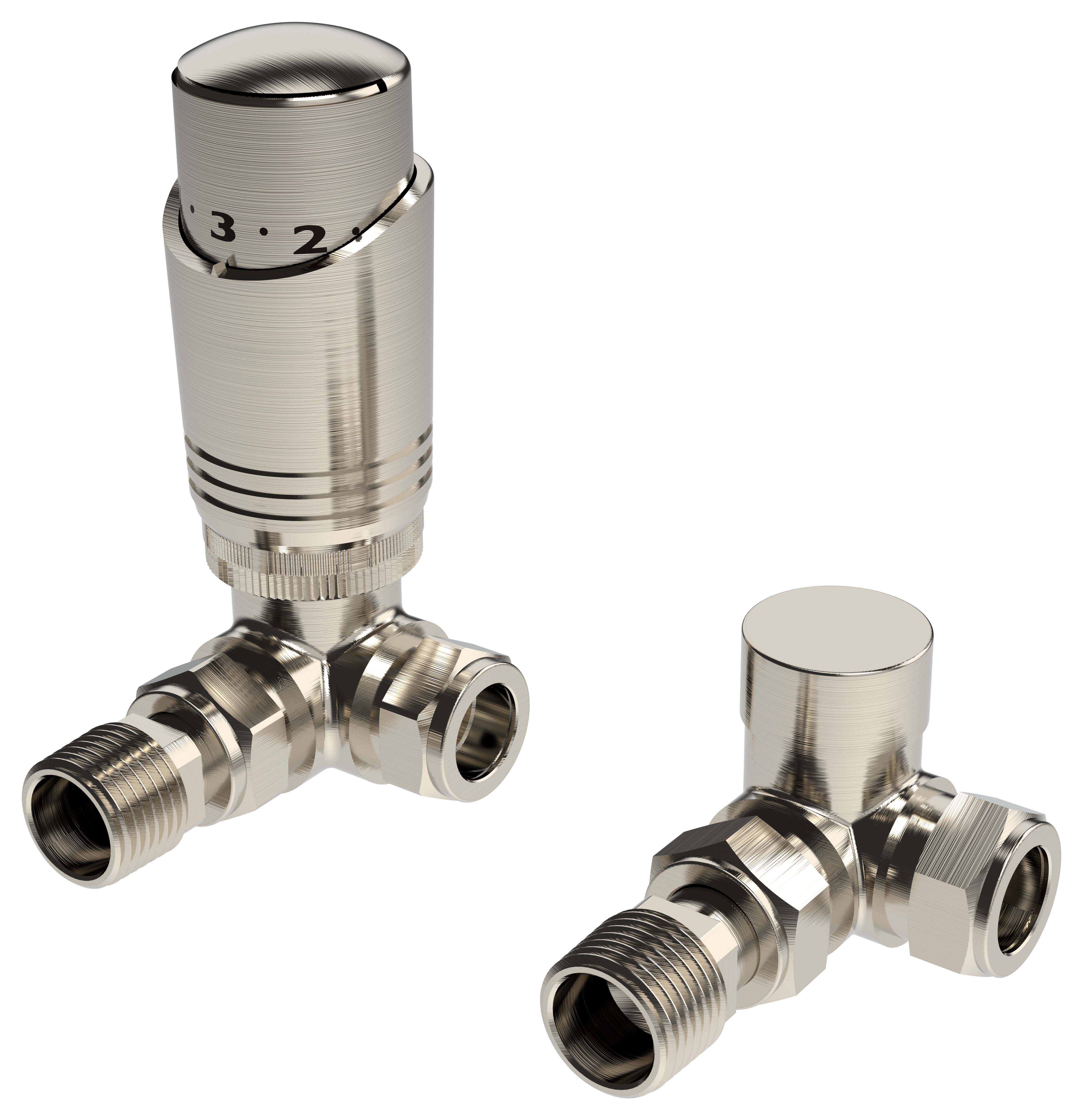 K-Rad Chrome Corner Thermostatic Radiator Valve & Lockshield - 15mm