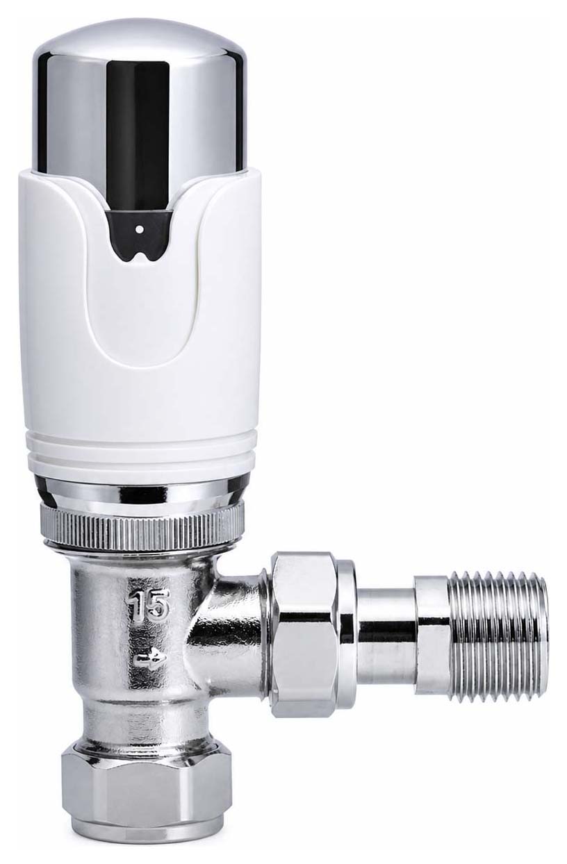 K-Rad White & Chrome Refined Straight Thermostatic Radiator Valve - 15mm