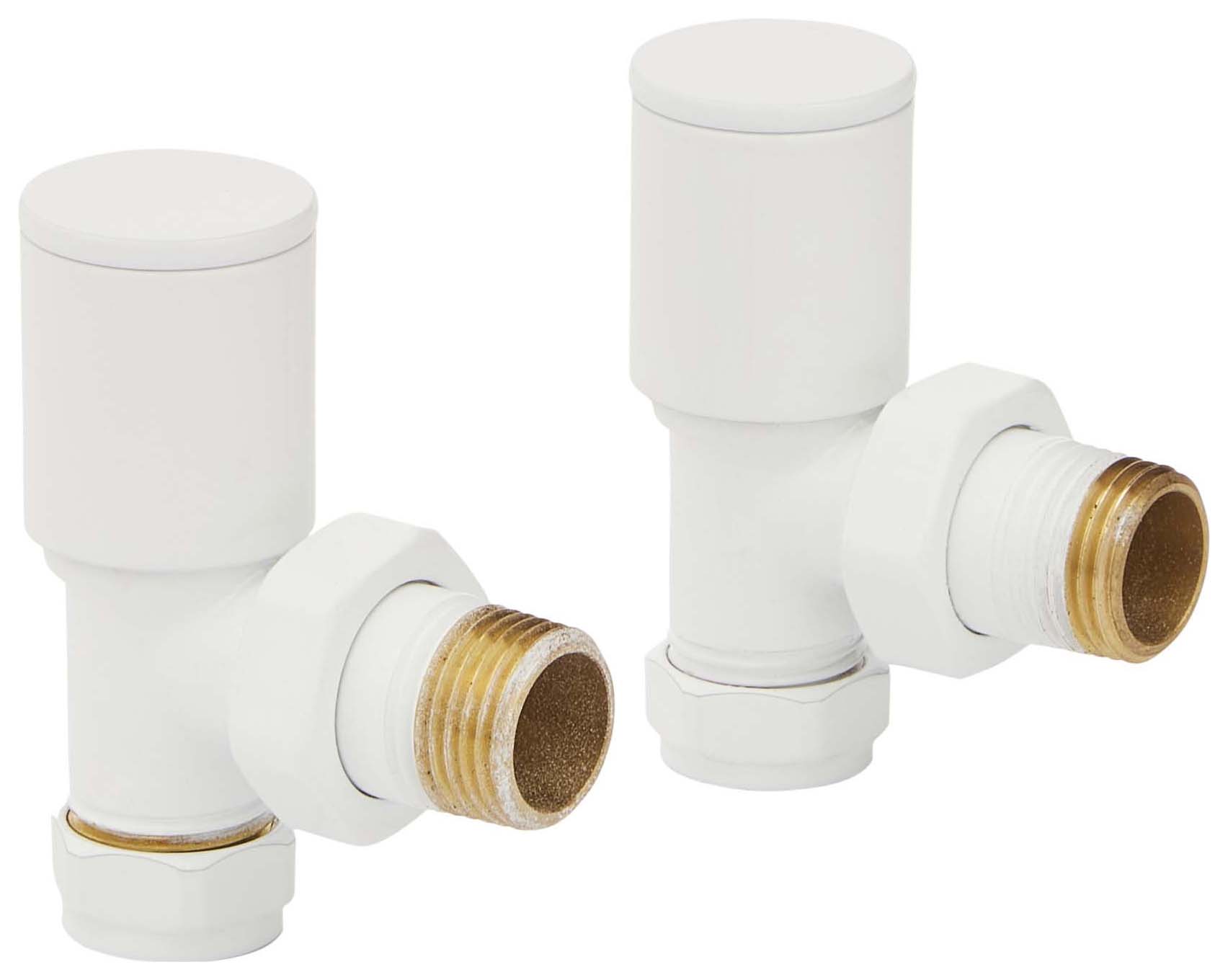 K-Rad White Angled Radiator Valve & Lockshield - 15mm