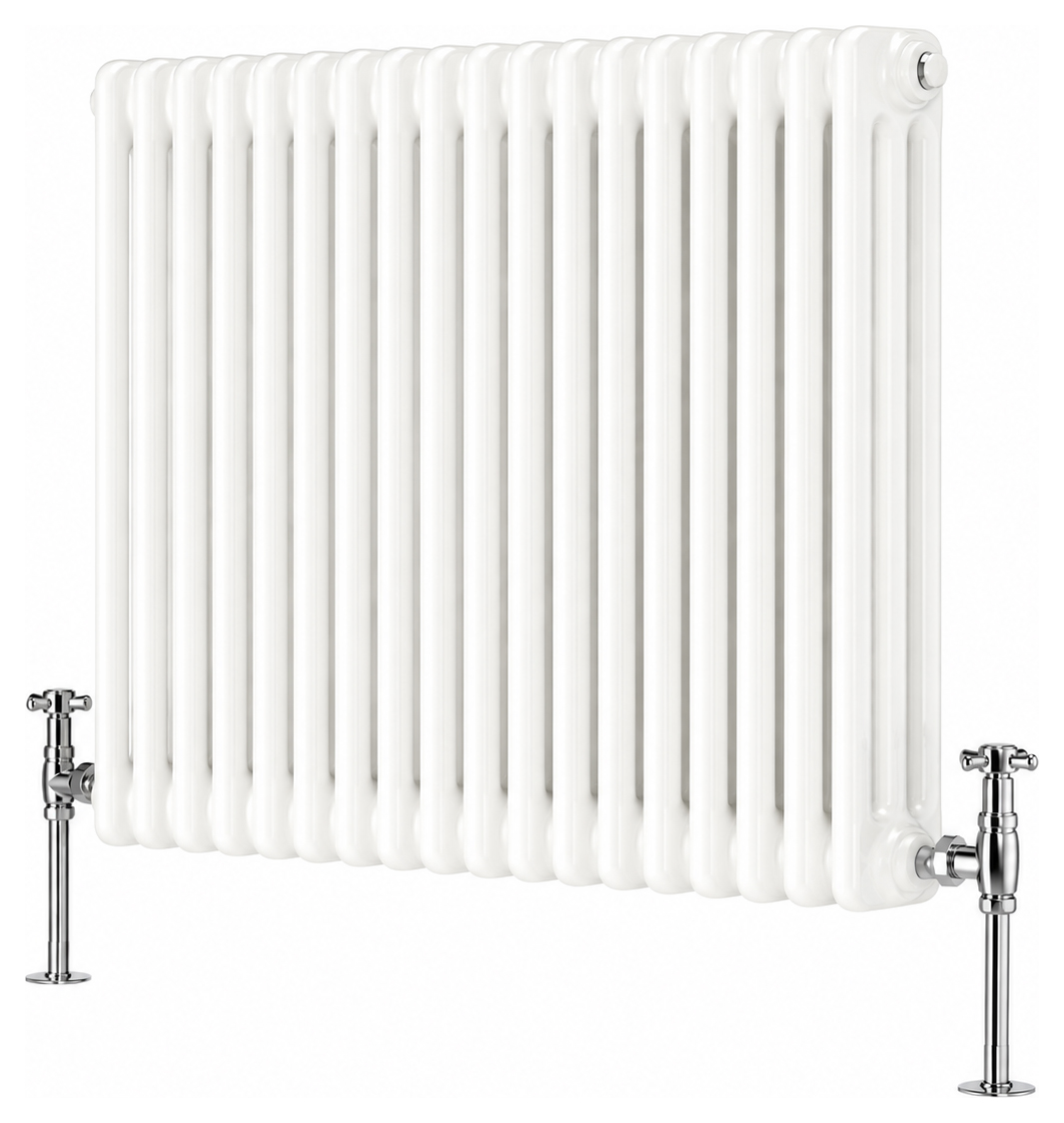 K-Rad White Laser Klassic 4 Column Horizontal Designer Radiator - 600 x 650mm
