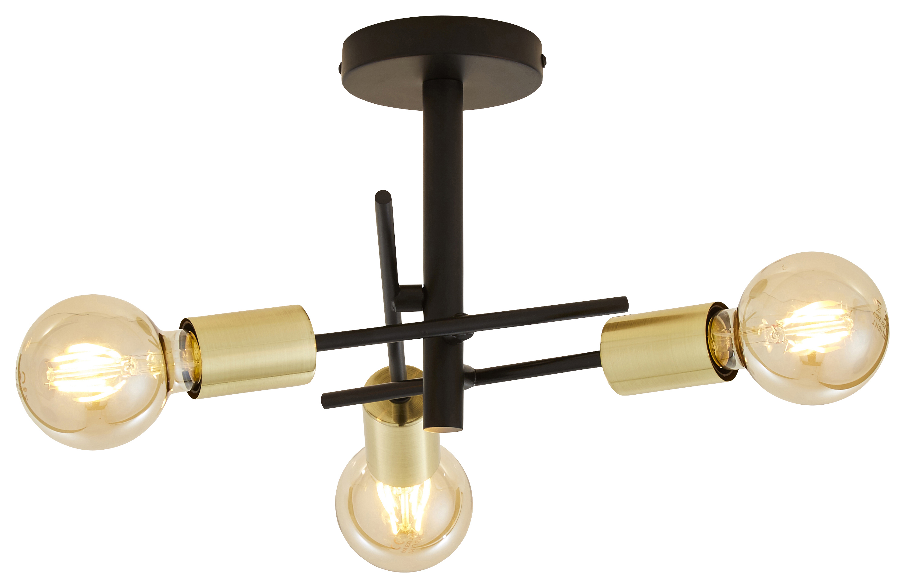 Inlight Tribecca 3-Light Semi Flush Ceiling Light - Black
