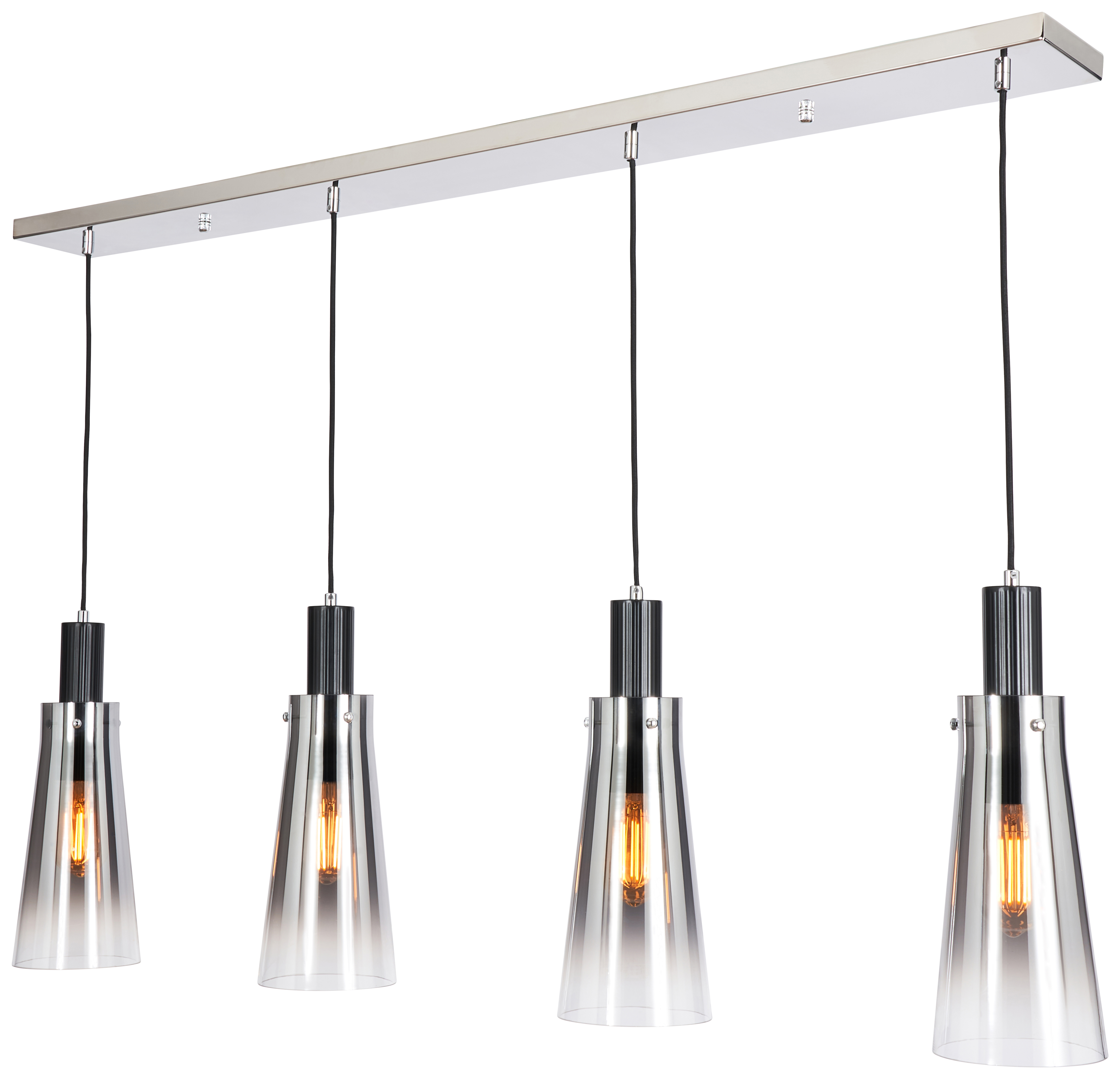 Atrani 4-light Pendant Bar - Black & Ombre