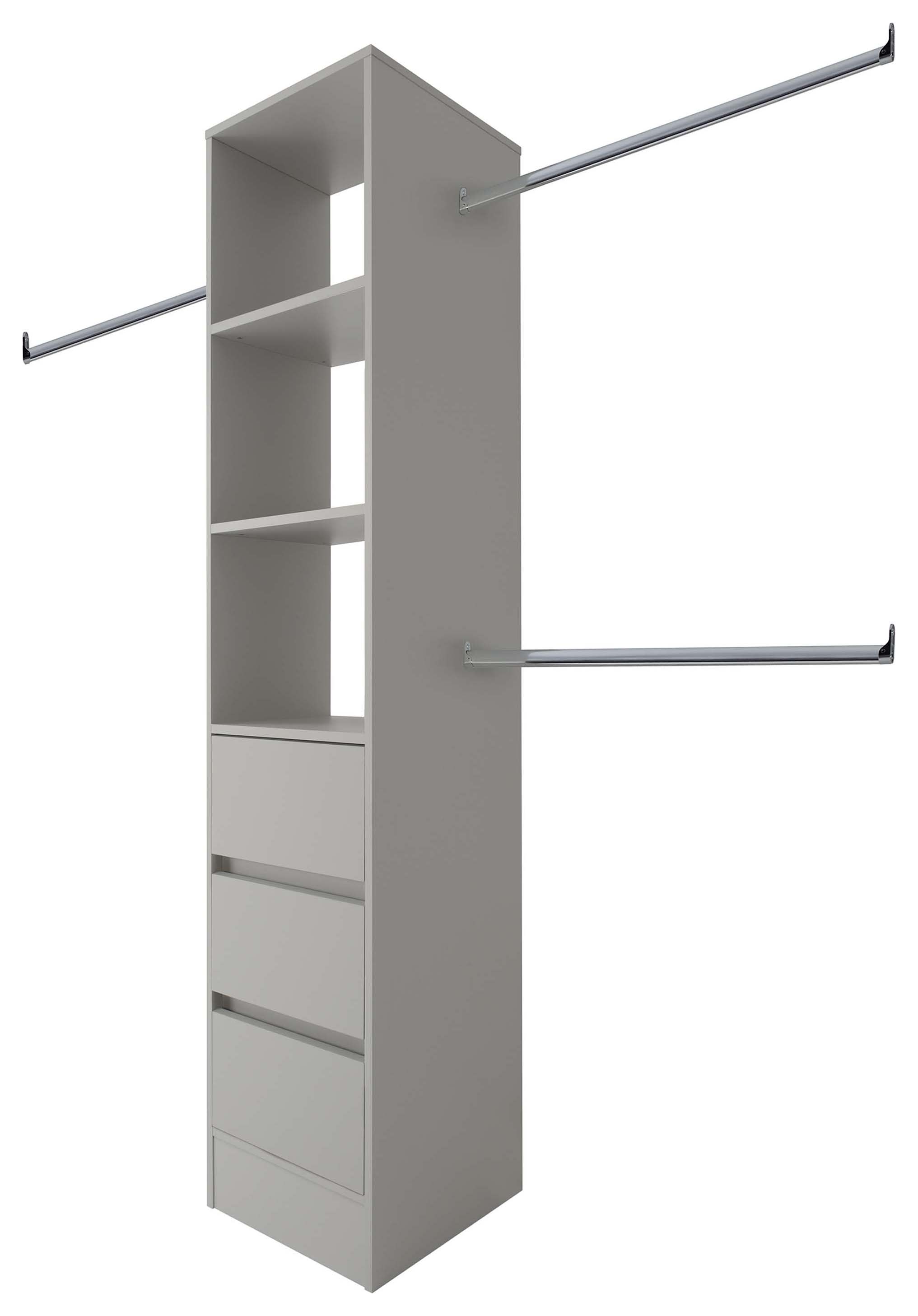 Spacepro Wardrobe Storage Kit Tower Unit with 3 Drawers - Pebble