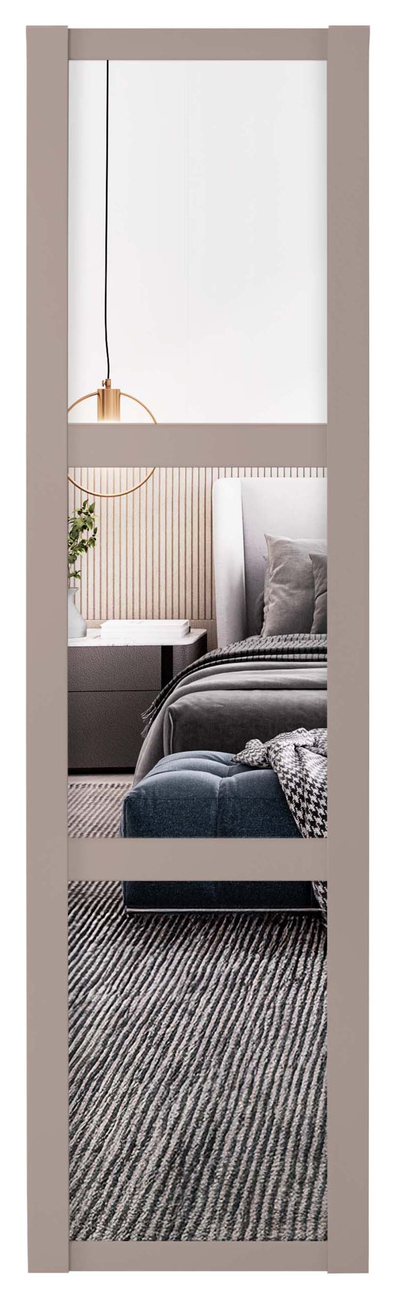 Spacepro 3 Panel Shaker Pebble Frame Mirror Door