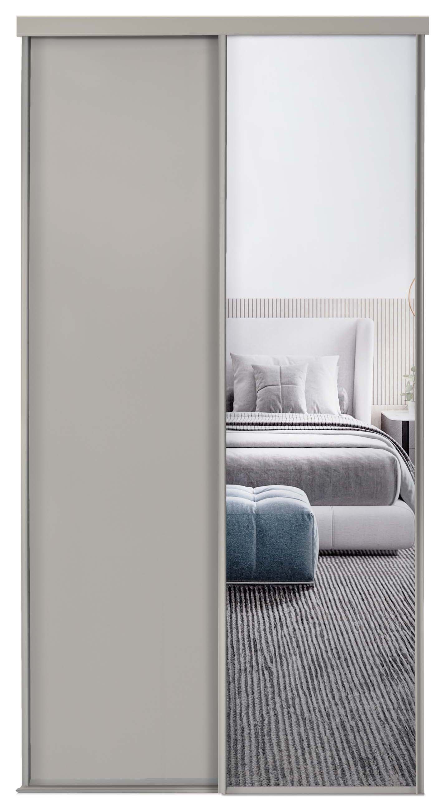 Spacepro Heritage 2 Wardrobe Door Kit Pebble Framed- 1x 1 Panel Shaker & 1x1 Panel Mirror