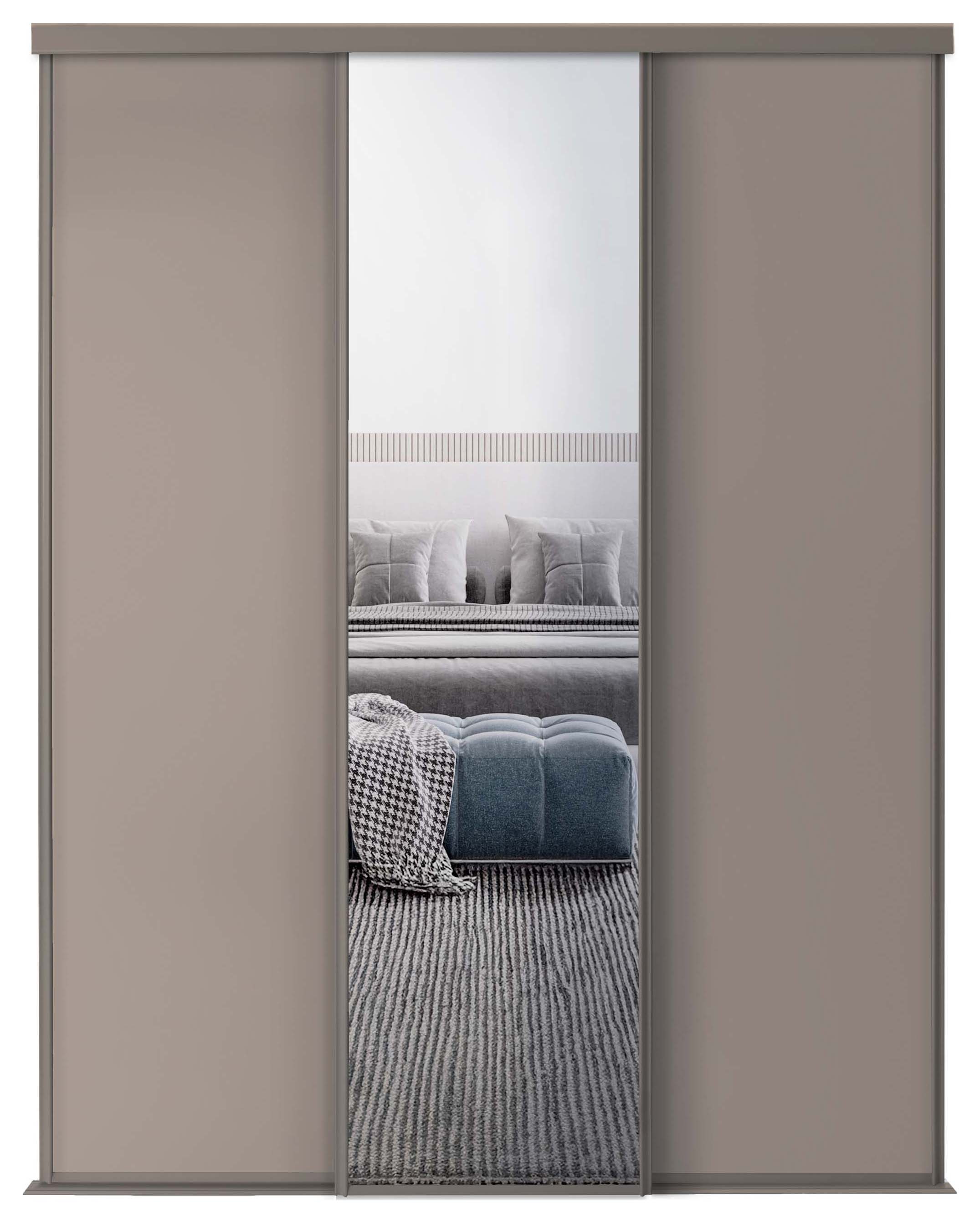 Spacepro Heritage 3 Wardrobe Door Kit Pebble Framed- 2x 1 Panel Shaker & 1x1 Panel Mirror