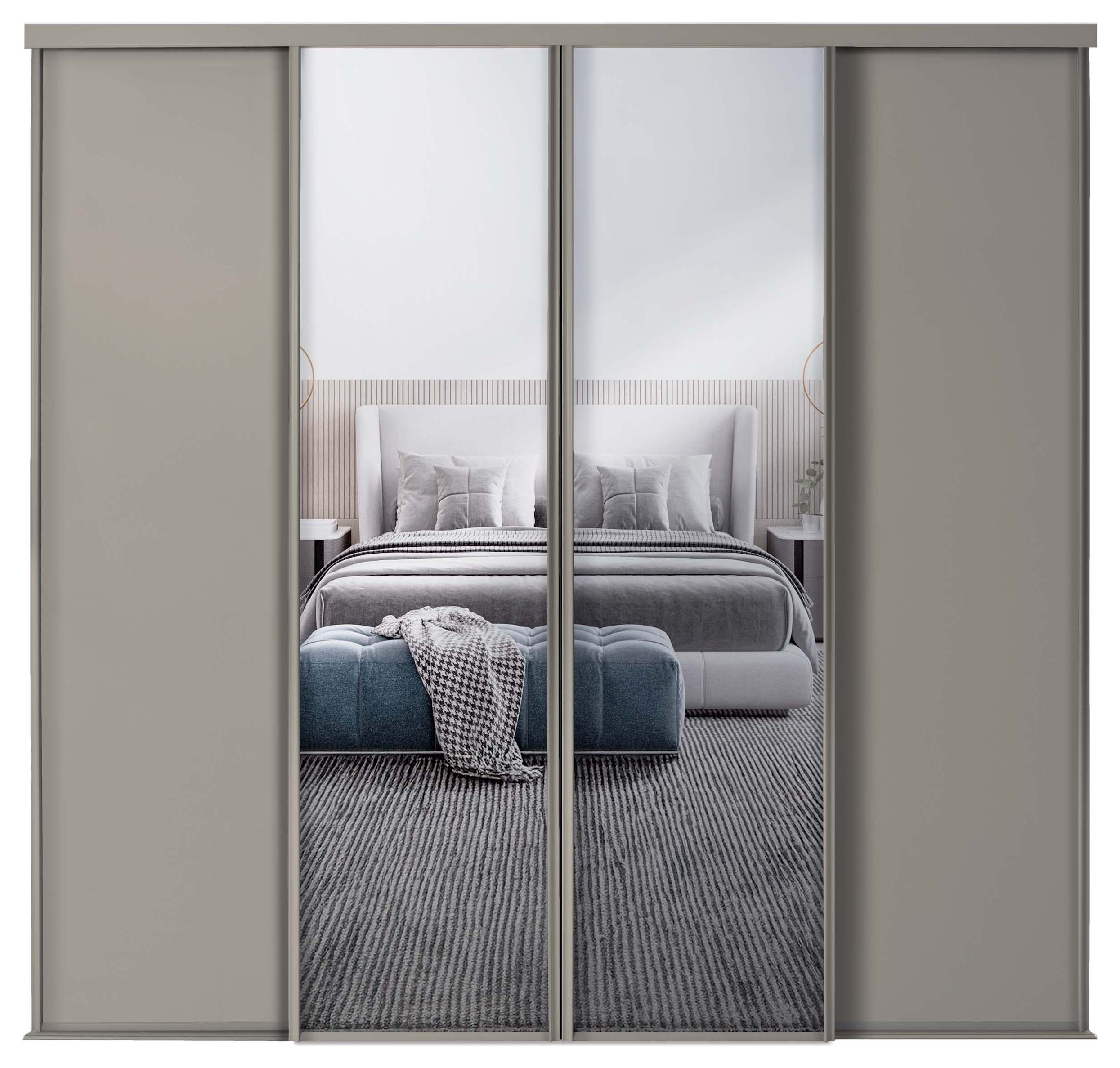Spacepro Heritage 4 Wardrobe Door Kit Pebble Framed- 2x 1 Panel Shaker & 2x1 Panel Mirror