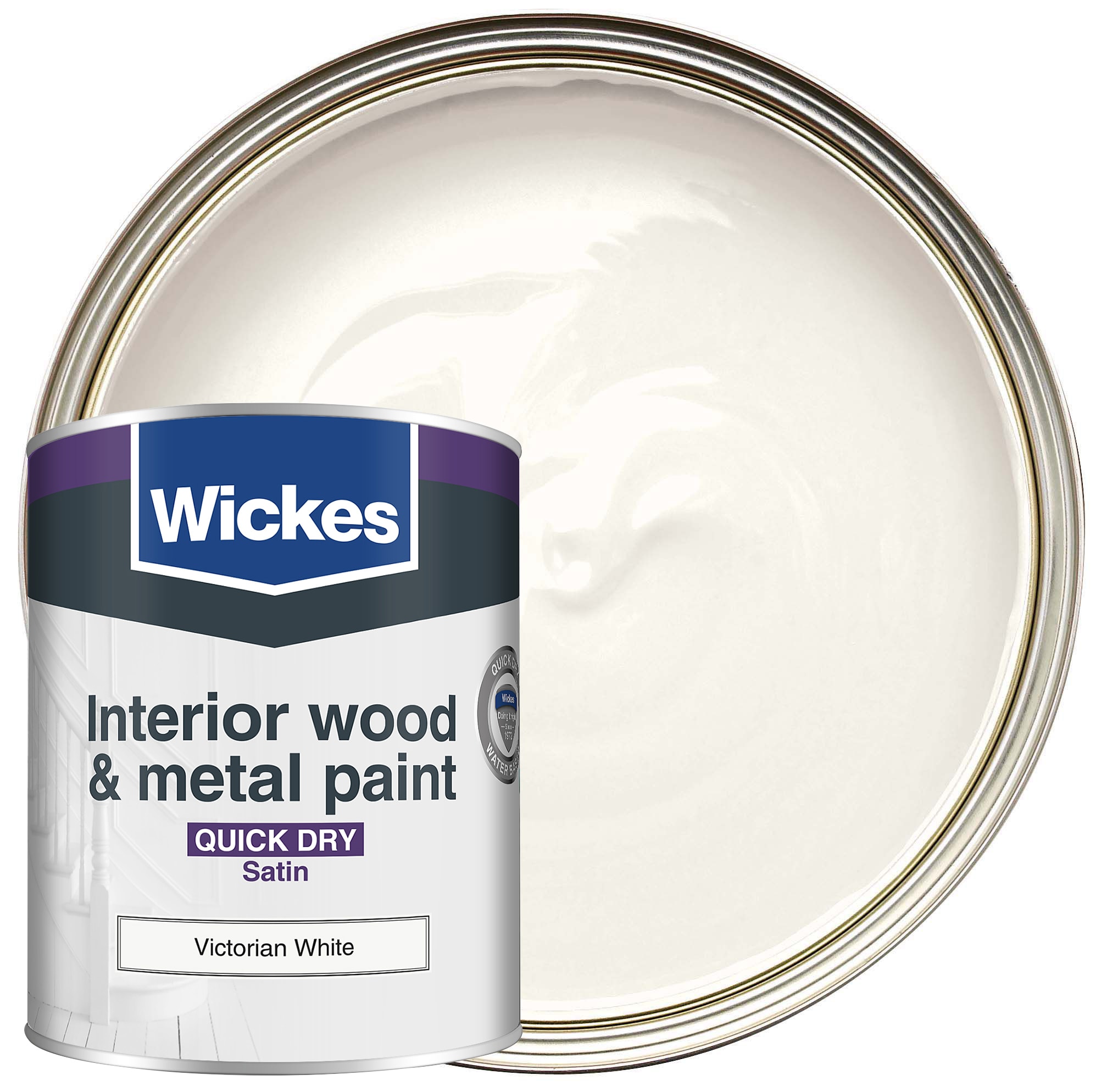 Wickes Quick Dry Satin Wood & Metal Paint - Victorian White - 750ml