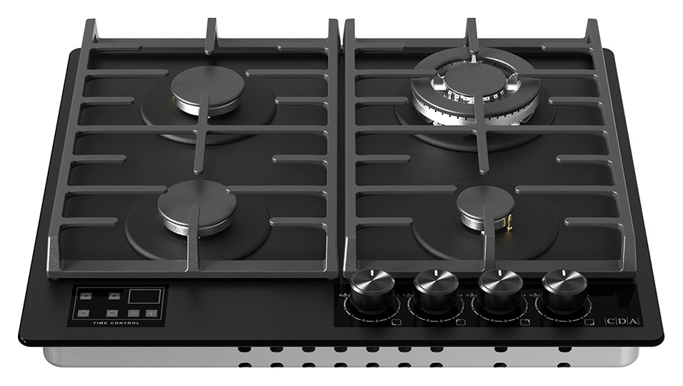 CDA HVG631MB 60cm Gas on glass Hob - Matte Black