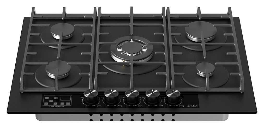 CDA HVG731MB 70cm Gas on glass Hob - Matte Black